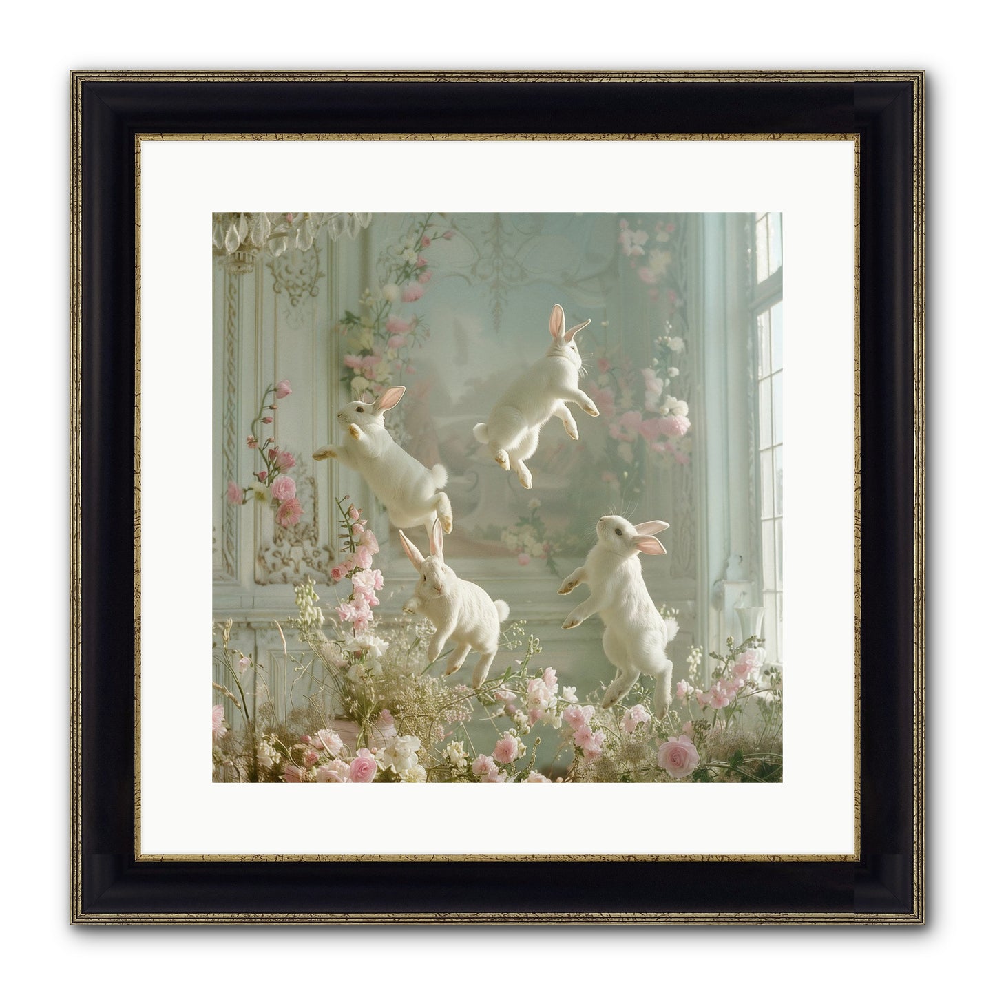 Elation In Bloom Framed Print - Black & Gold 16x16