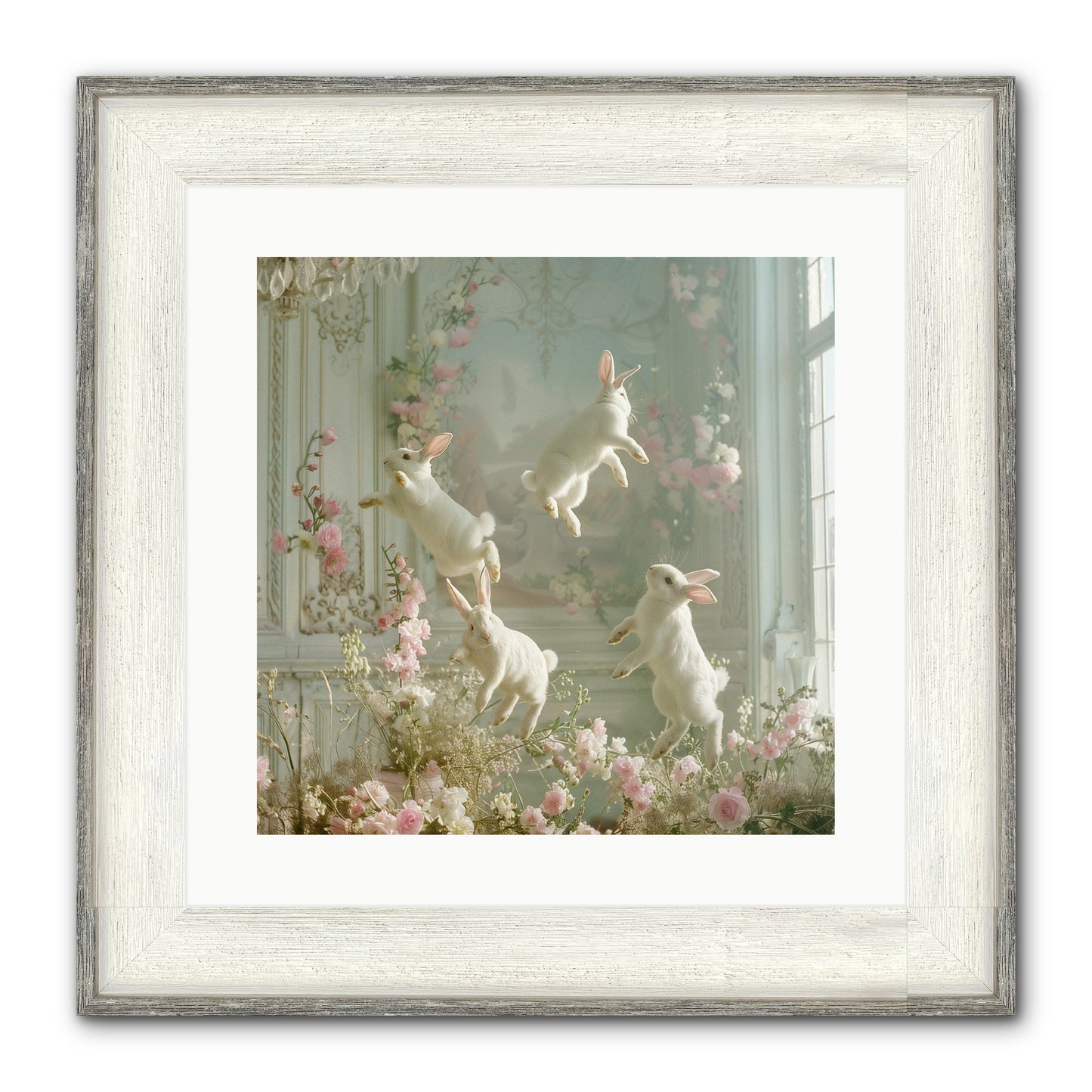 Elation In Bloom Framed Print - Driftwood White 16x16