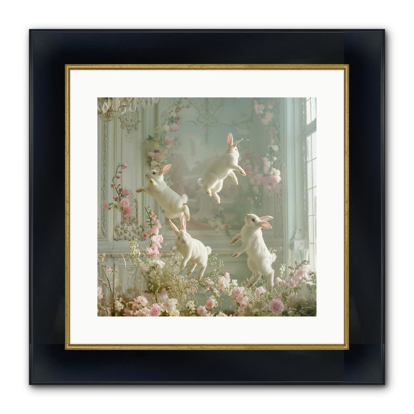 Elation In Bloom Framed Print - Wide Black w/Gold 16x16