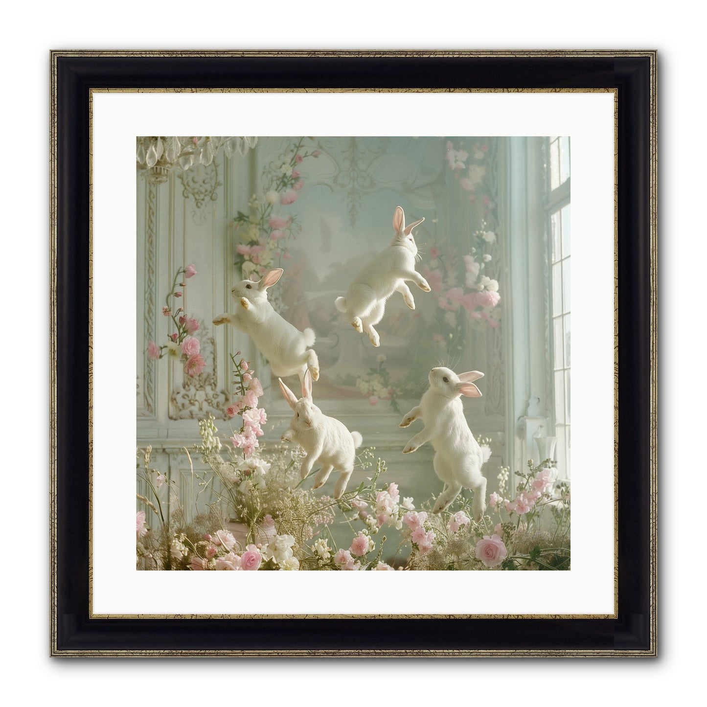 Elation In Bloom Framed Print - Black & Gold 20x20