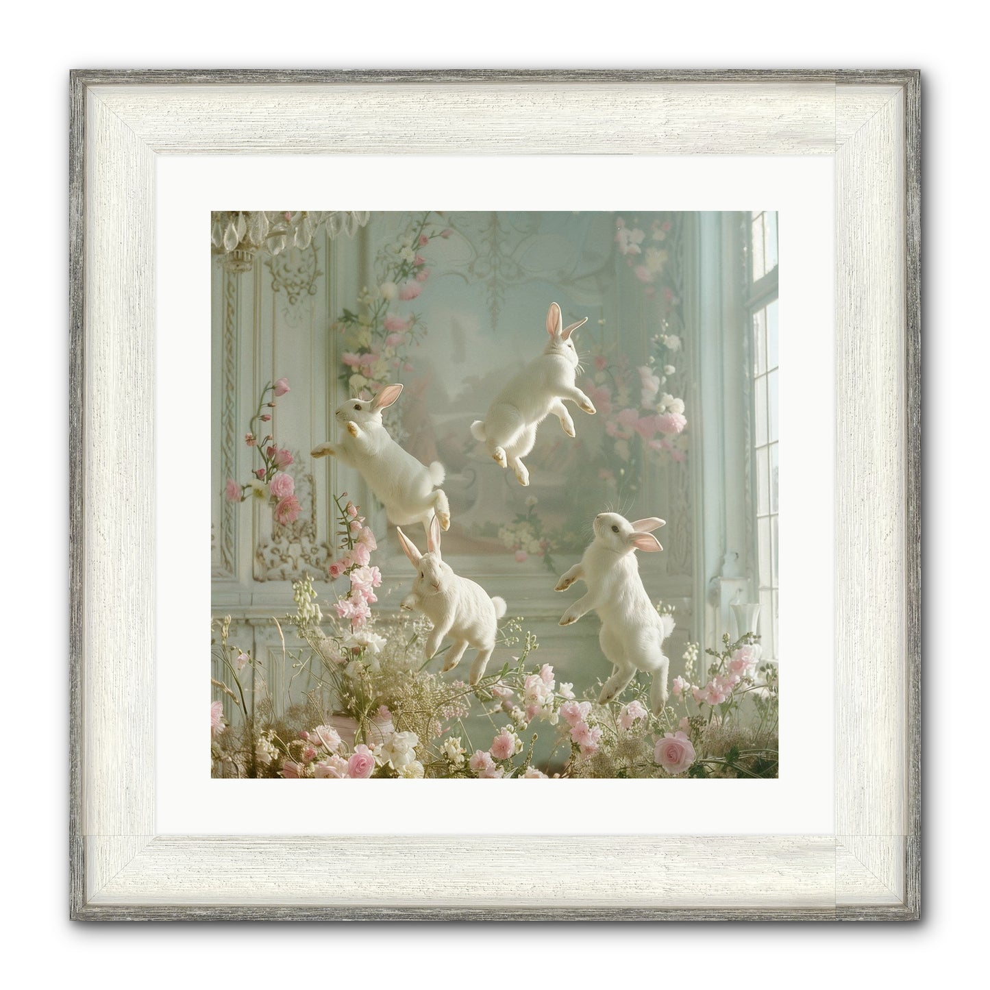 Elation In Bloom Framed Print - Driftwood White 20x20