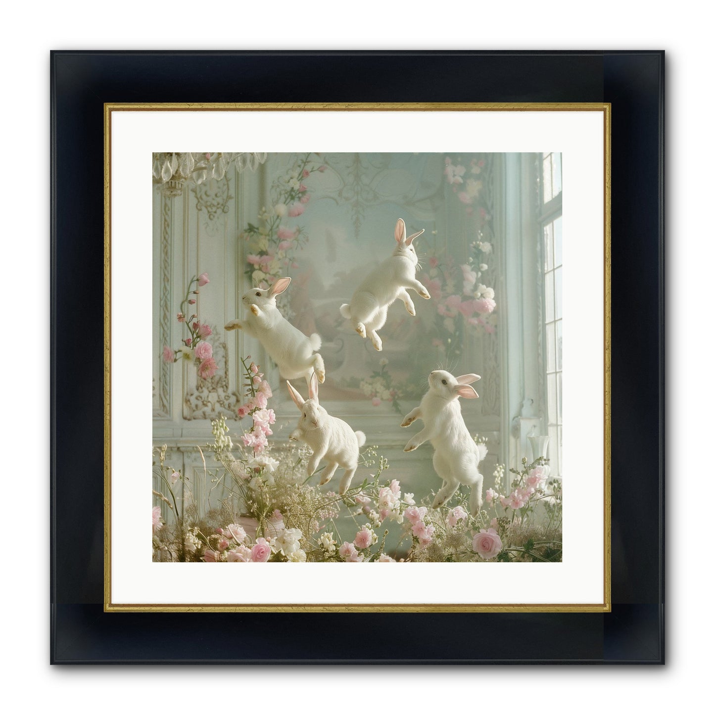 Elation In Bloom Framed Print - Wide Black w/Gold 20x20