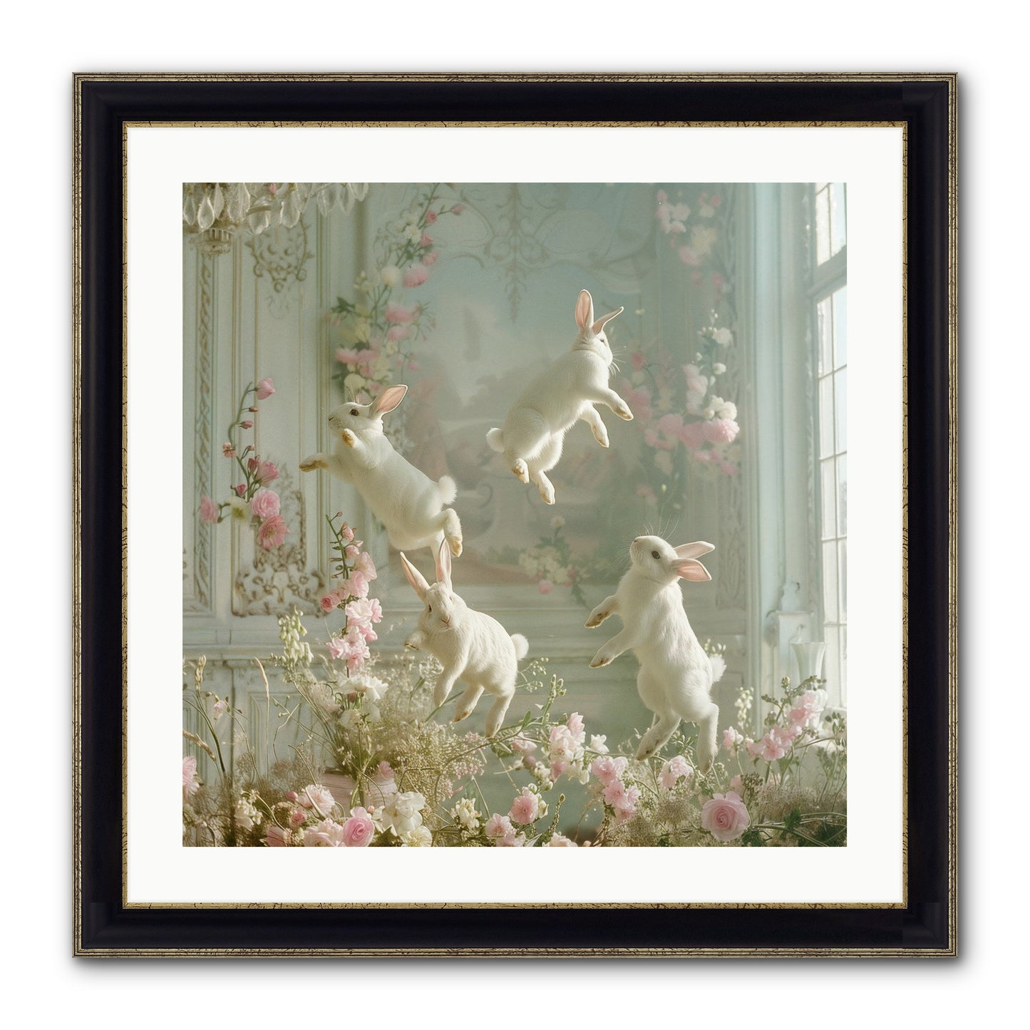 Elation In Bloom Framed Print - Black & Gold 24x24