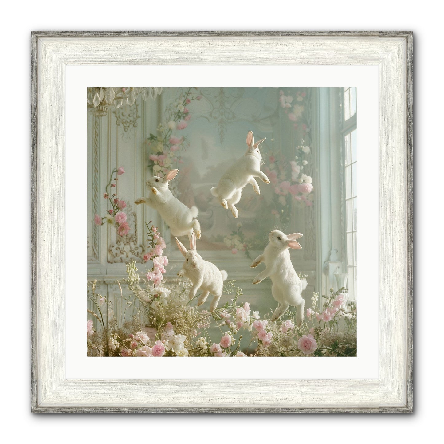 Elation In Bloom Framed Print - Driftwood White 24x24