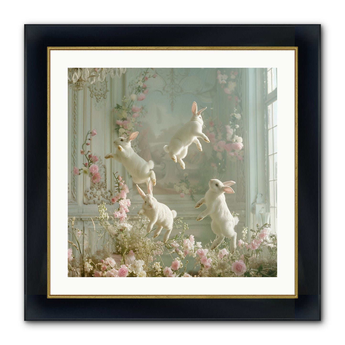 Elation In Bloom Framed Print - Wide Black w/Gold 24x24