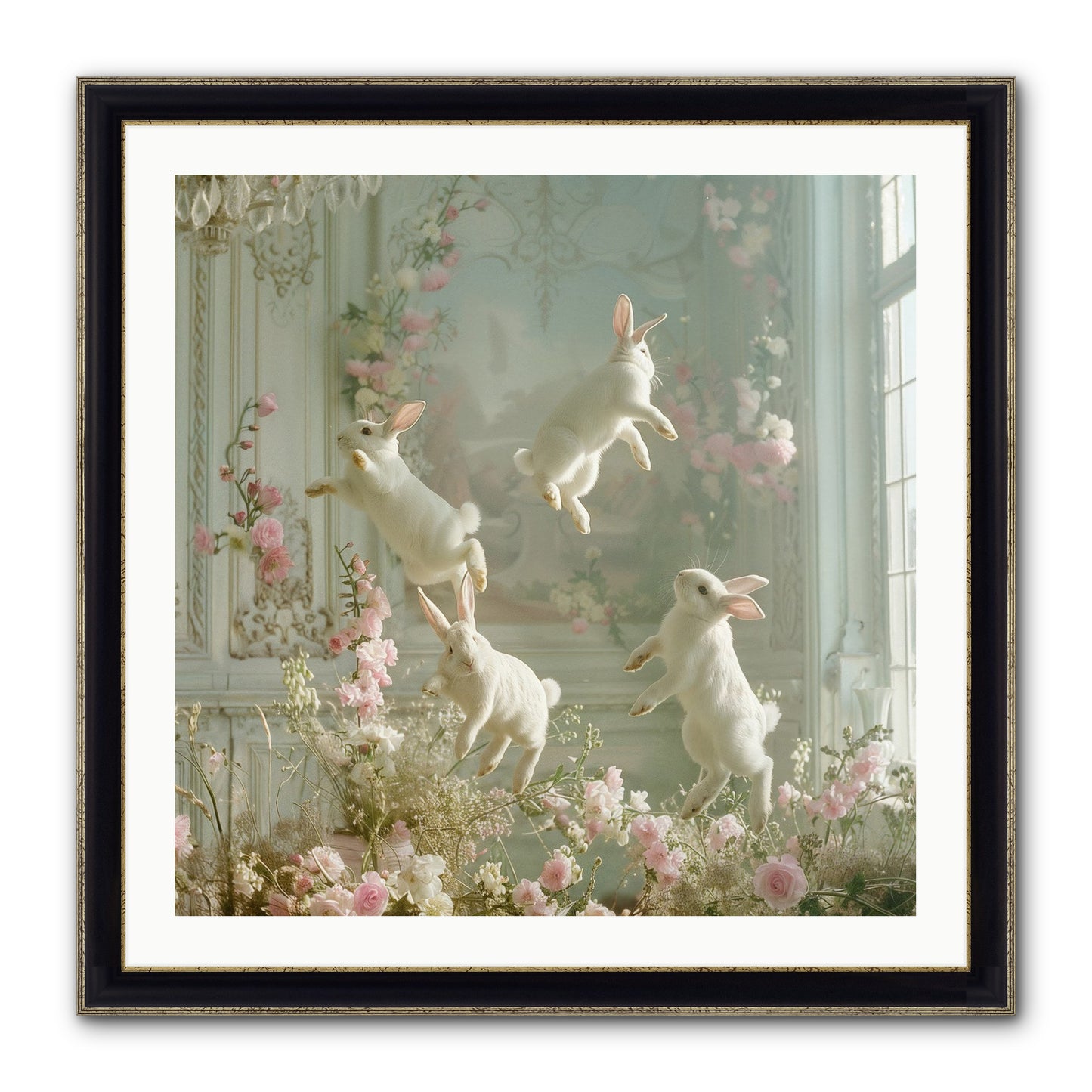 Elation In Bloom Framed Print - Black & Gold 30x30