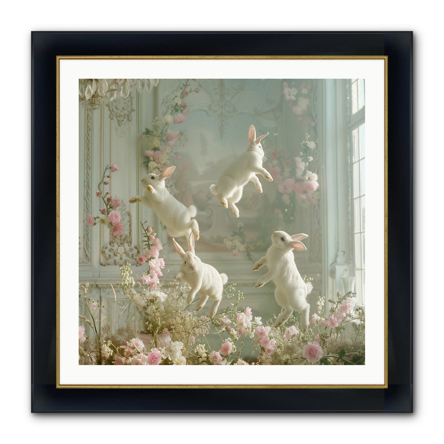 Elation In Bloom Framed Print - Wide Black w/Gold 30x30