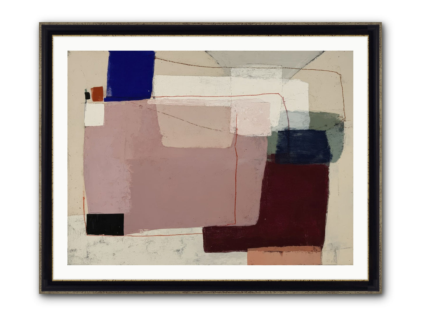 Elevated Framed Print - Black & Gold 40x30