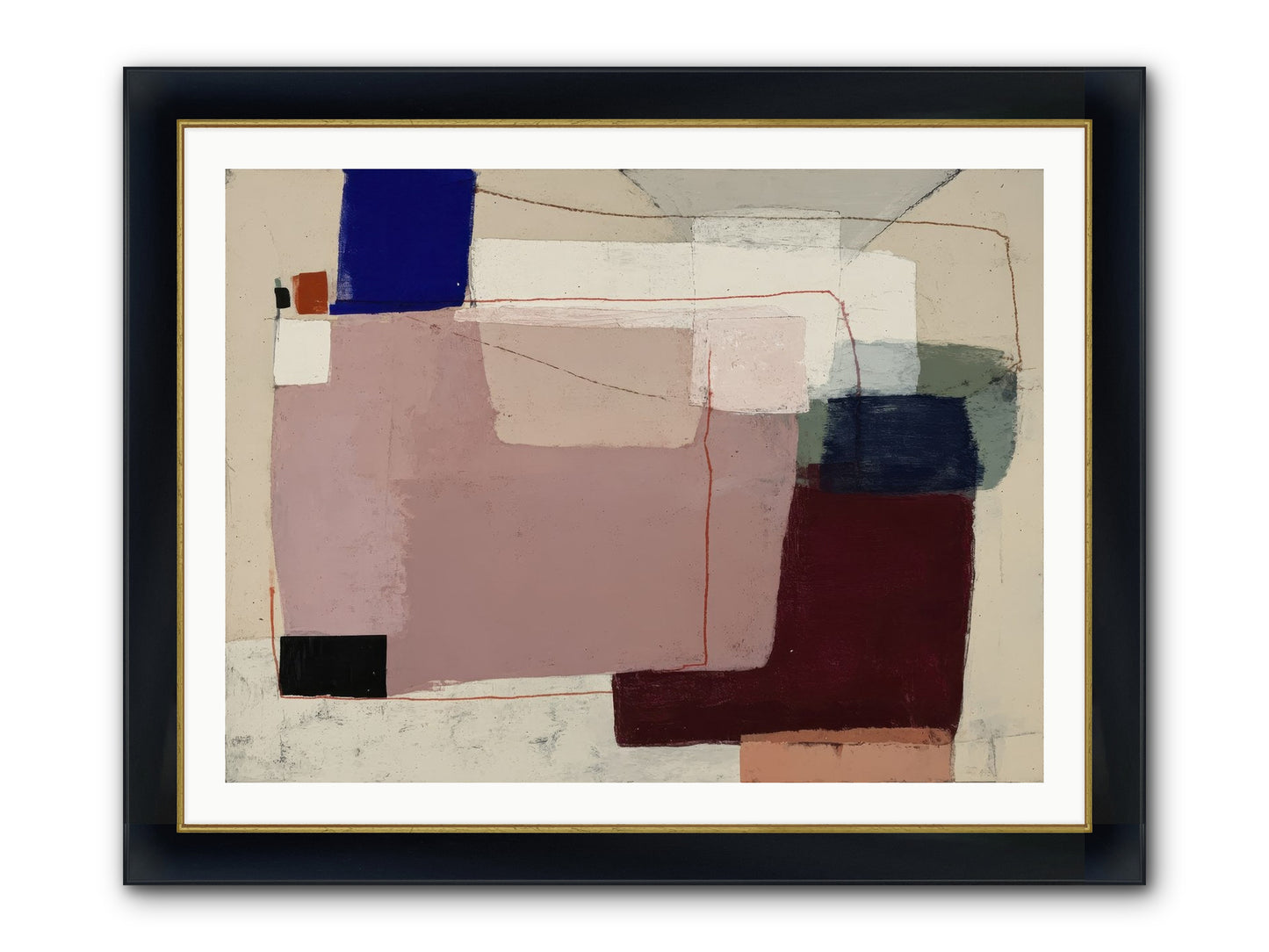 Elevated Framed Print - Wide Black w/Gold 40x30