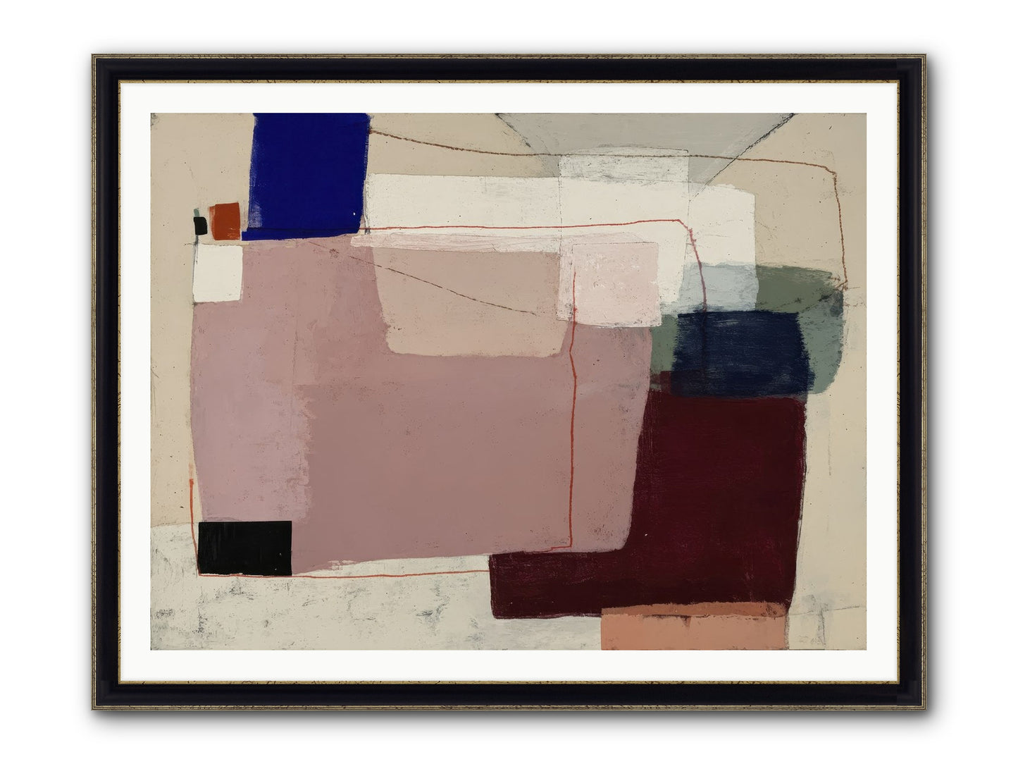 Elevated Framed Print - Black & Gold 48x36