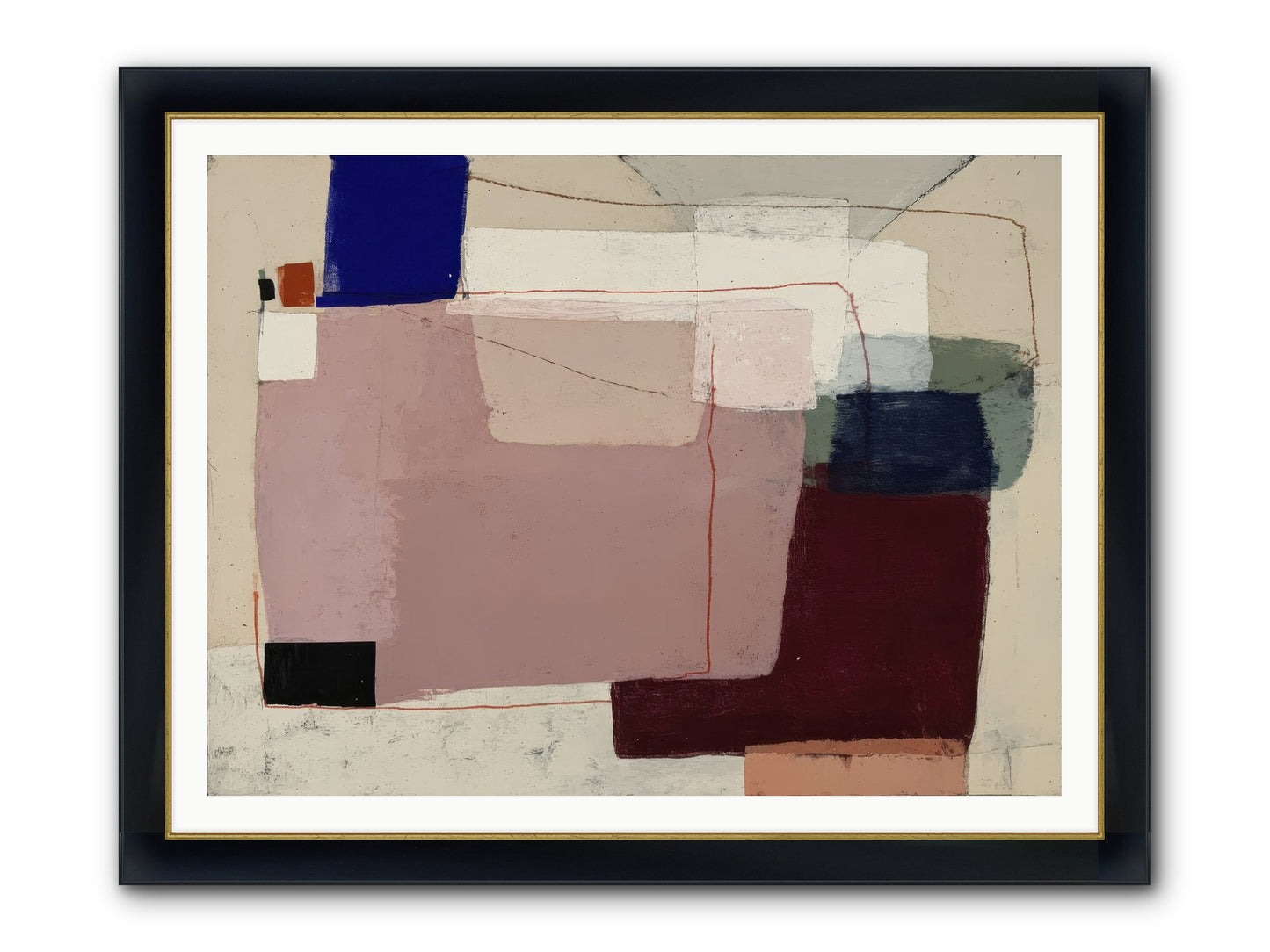 Elevated Framed Print - Wide Black w/Gold 48x36