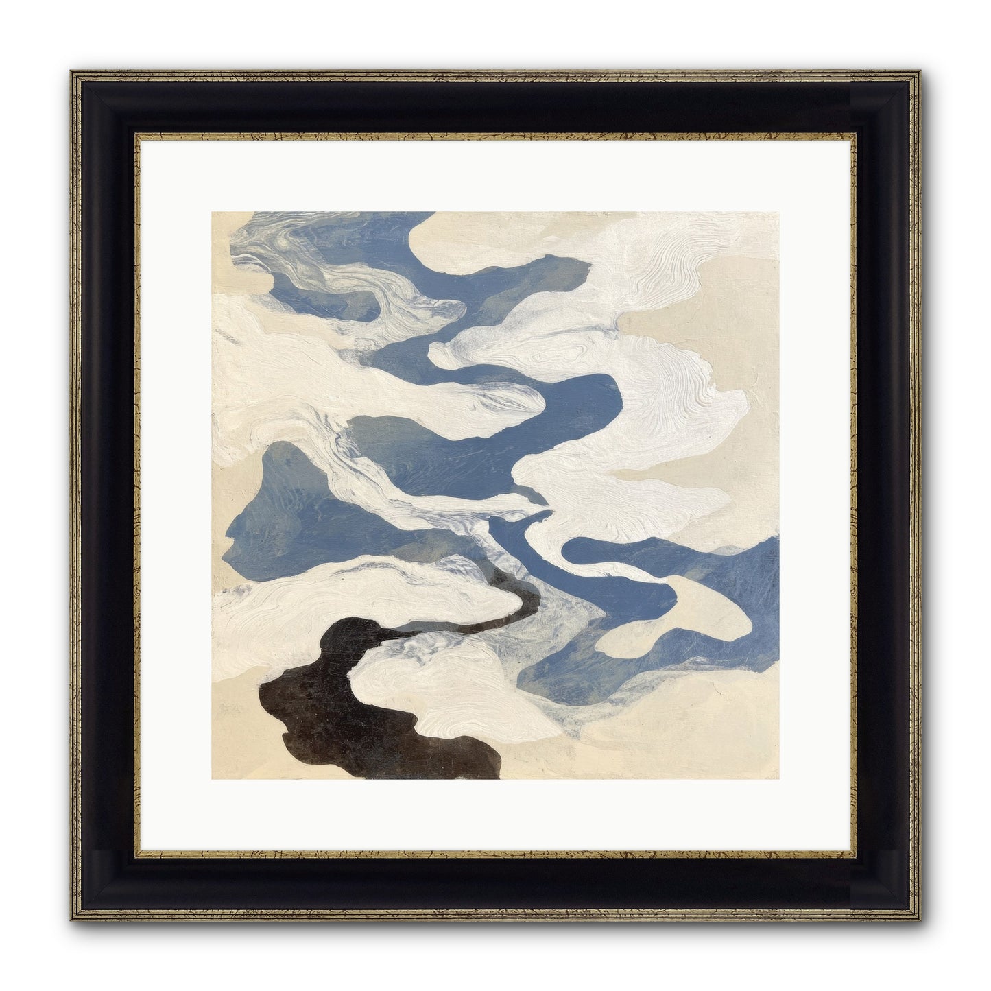 Ellipse Framed Print - Black & Gold 16x16