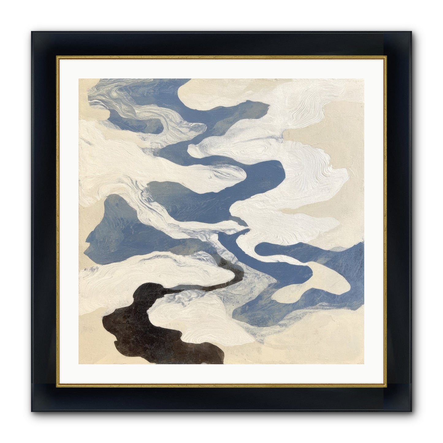 Ellipse Framed Print - Wide Black w/Gold 30x30