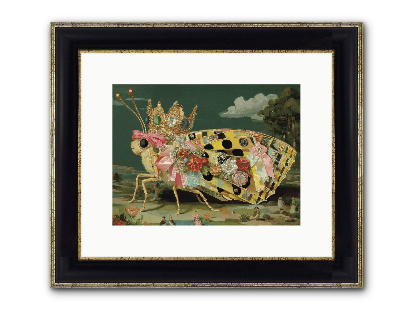 Emerald Light Awaits Framed Print - Black & Gold 12x9