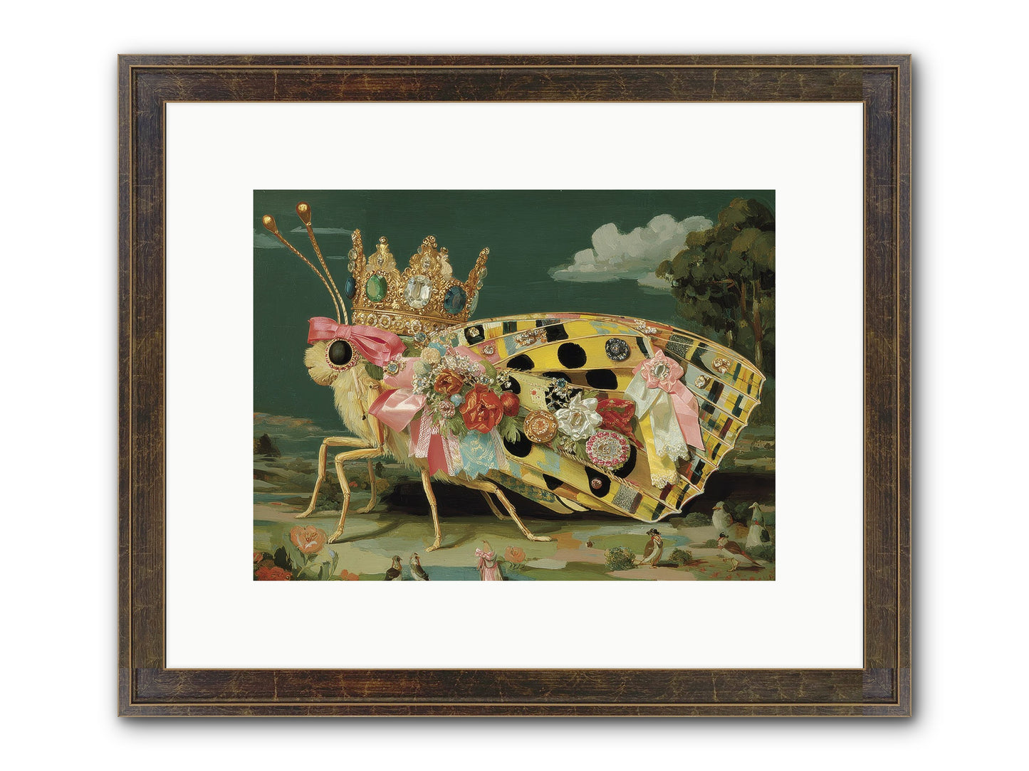 Emerald Light Awaits Framed Print - Slimwoods Black/Gold 12x9