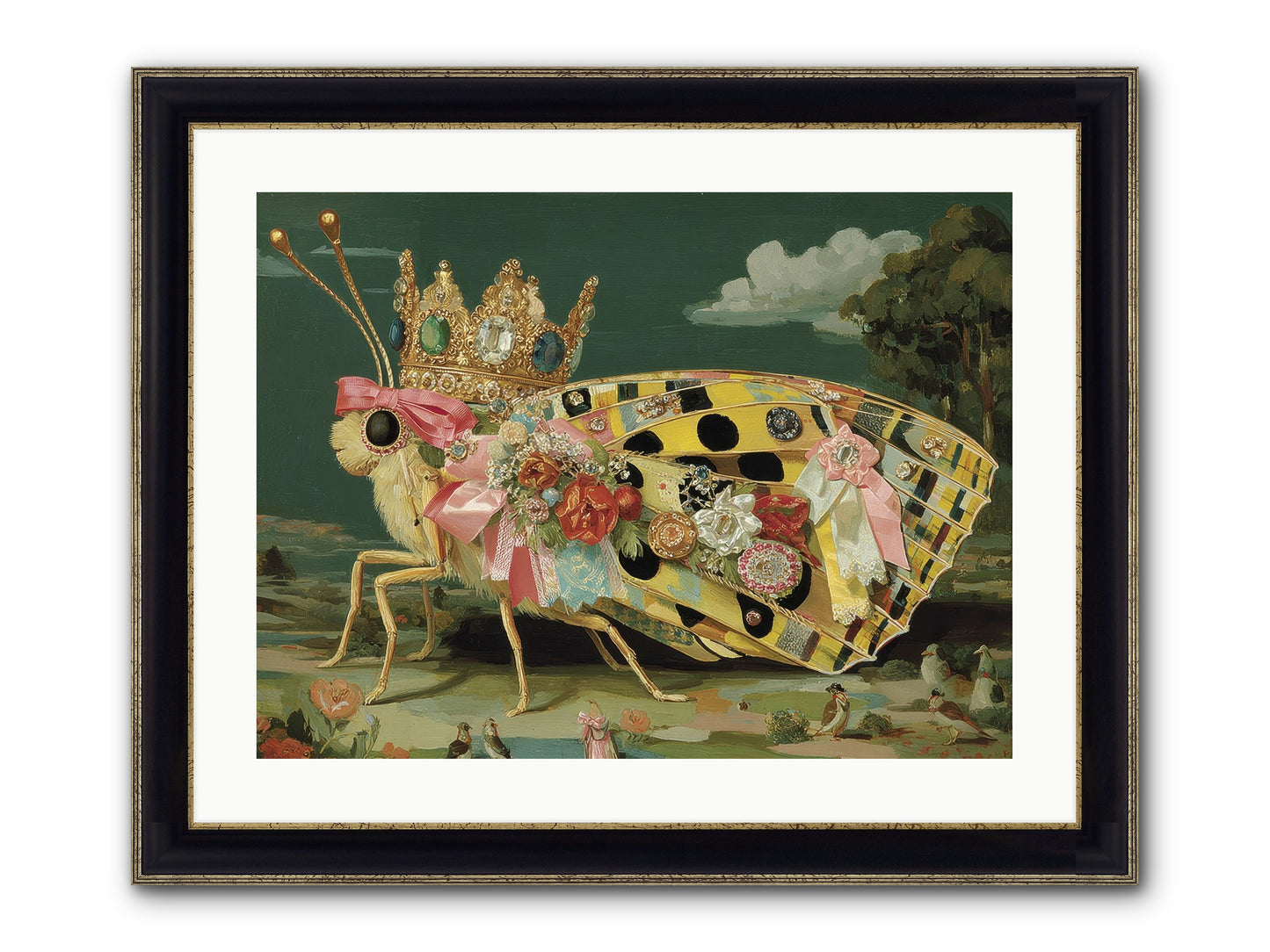 Emerald Light Awaits Framed Print - Black & Gold 24x18