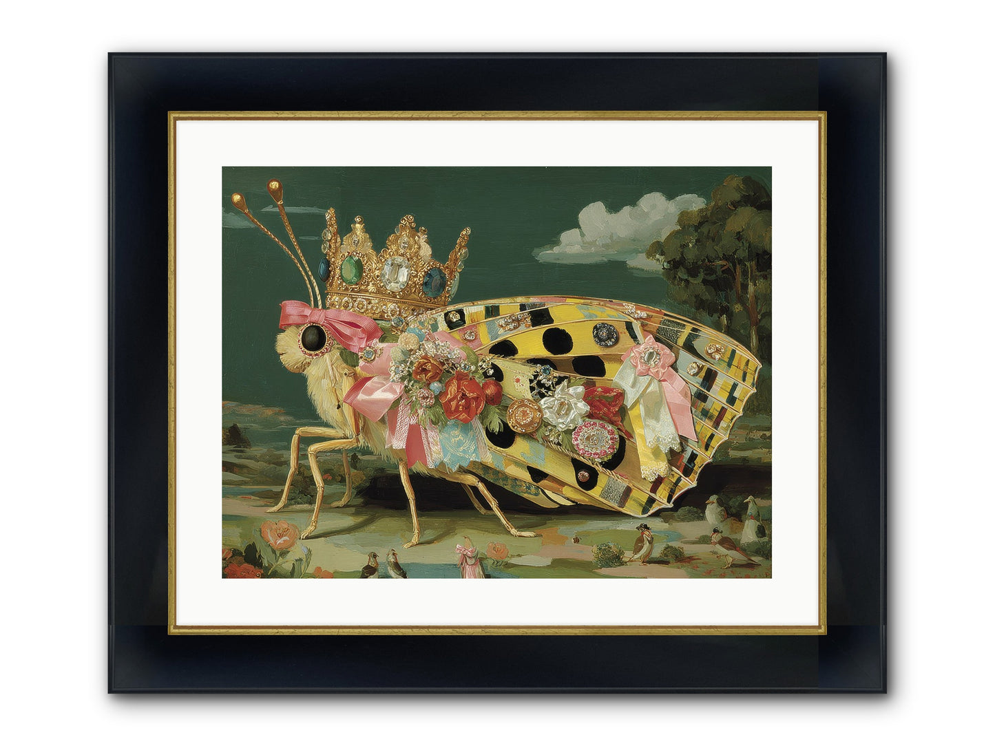 Emerald Light Awaits Framed Print - Wide Black w/Gold 24x18