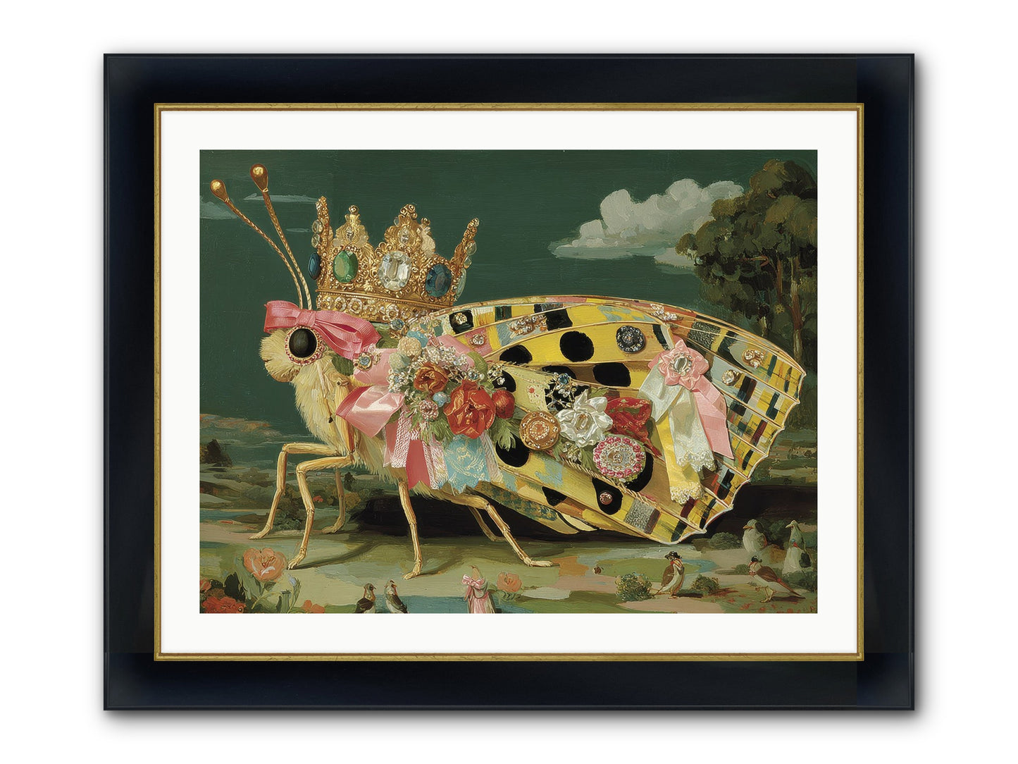 Emerald Light Awaits Framed Print - Wide Black w/Gold 32x24