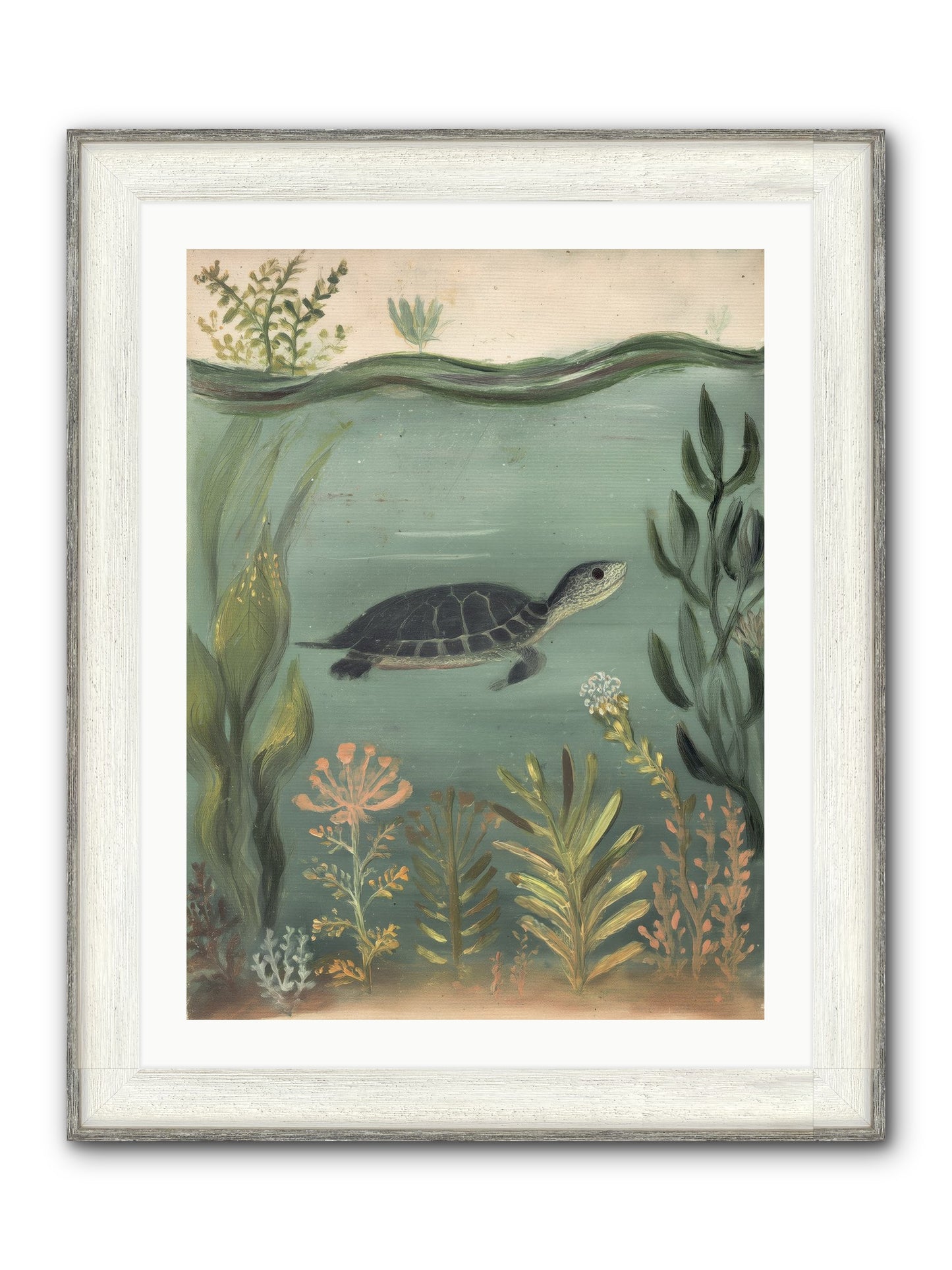 Emerald Sanctuary Framed Print - Driftwood White 24x32