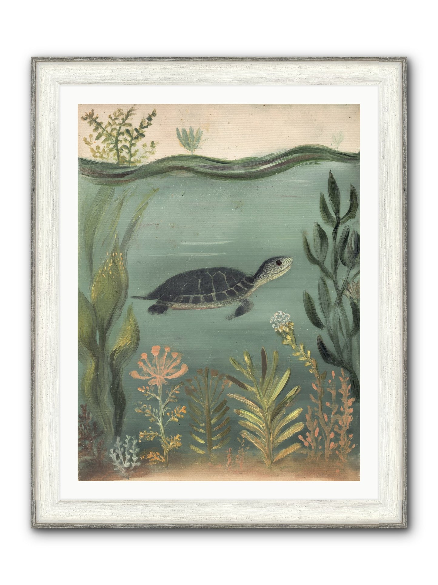 Emerald Sanctuary Framed Print - Driftwood White 30x40