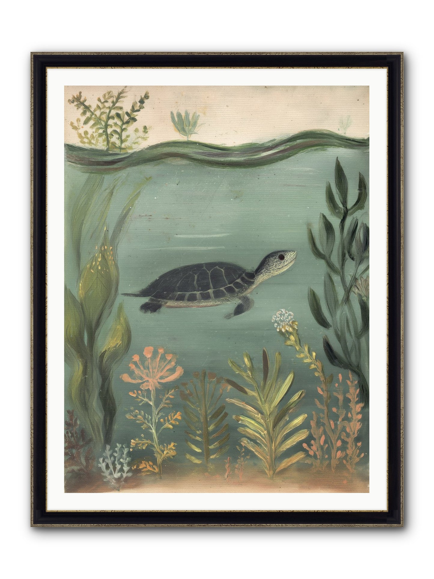 Emerald Sanctuary Framed Print - Black & Gold 36x48