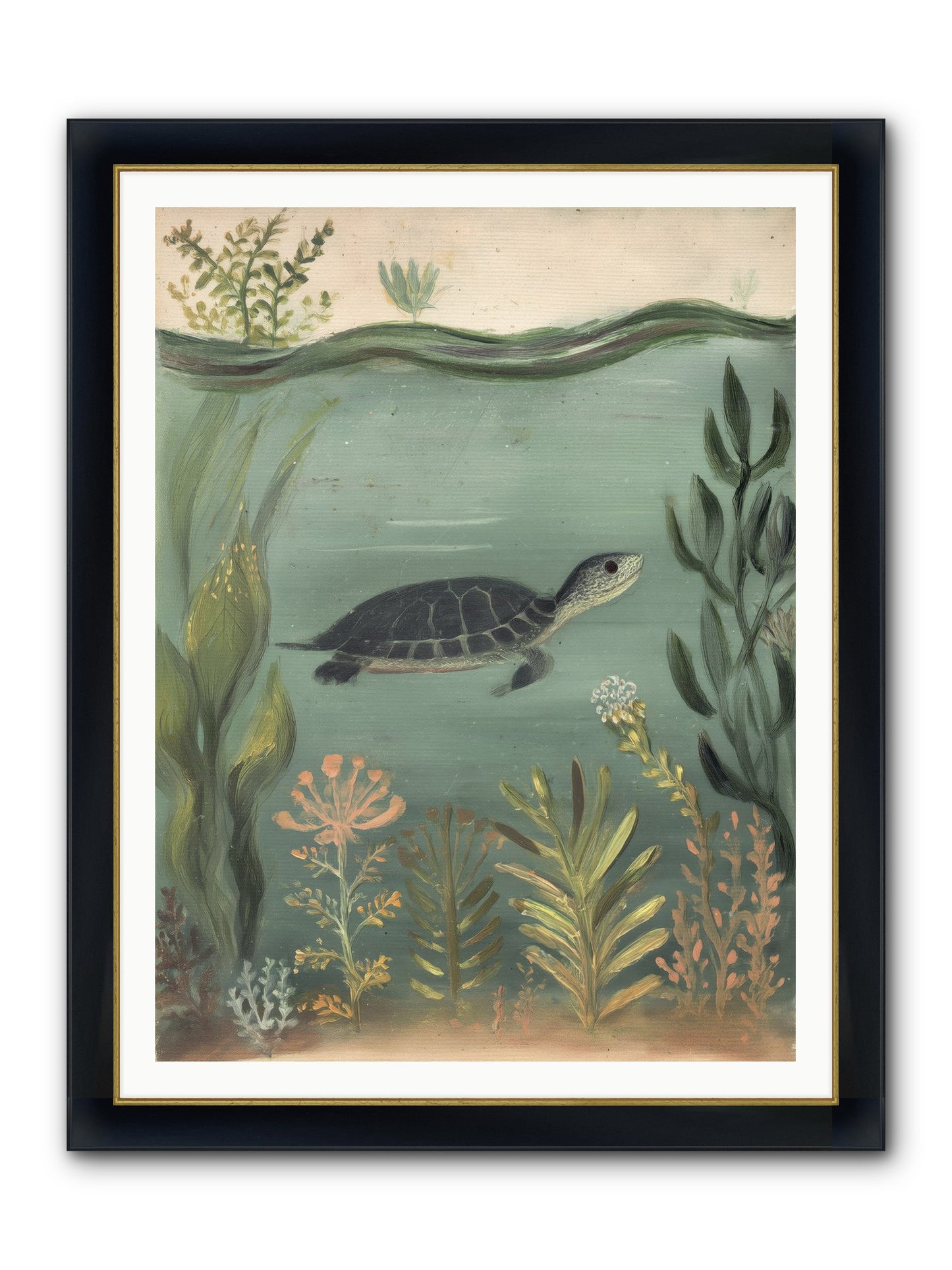 Emerald Sanctuary Framed Print - Wide Black w/Gold 36x48