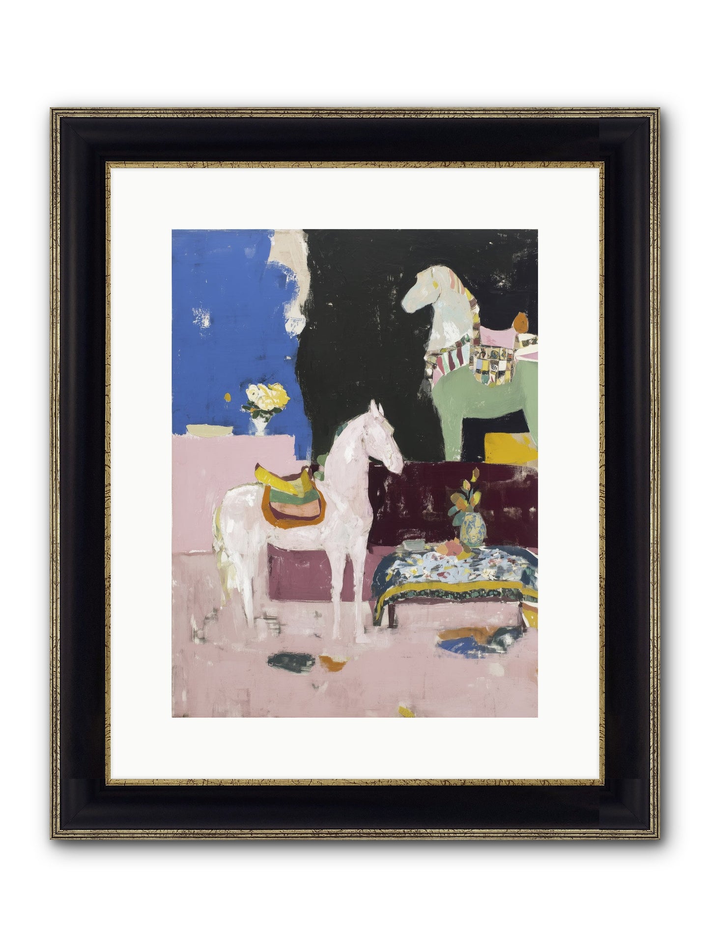 Empty Chair Framed Print - Black & Gold 12x16