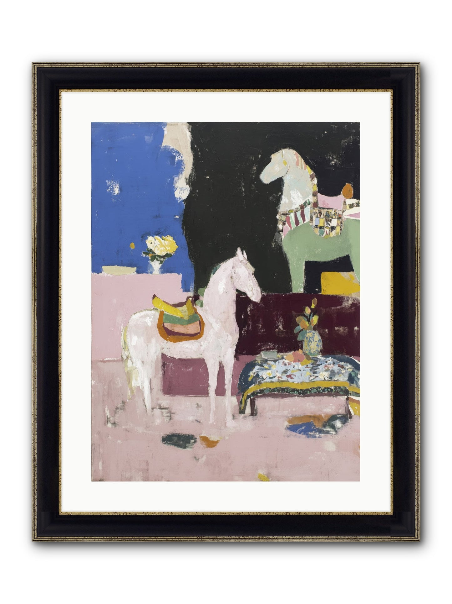 Empty Chair Framed Print - Black & Gold 18x24