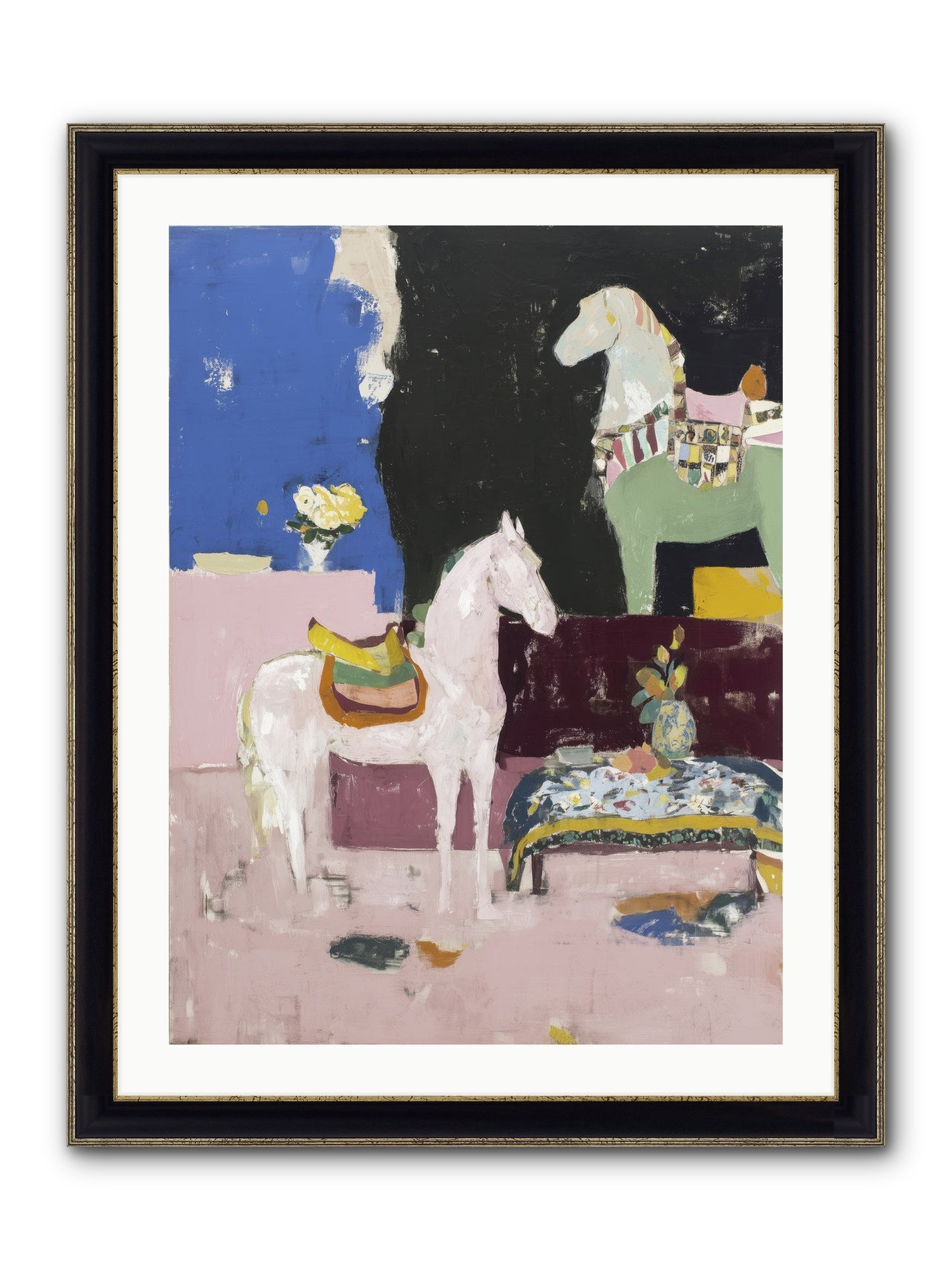 Empty Chair Framed Print - Black & Gold 24x32