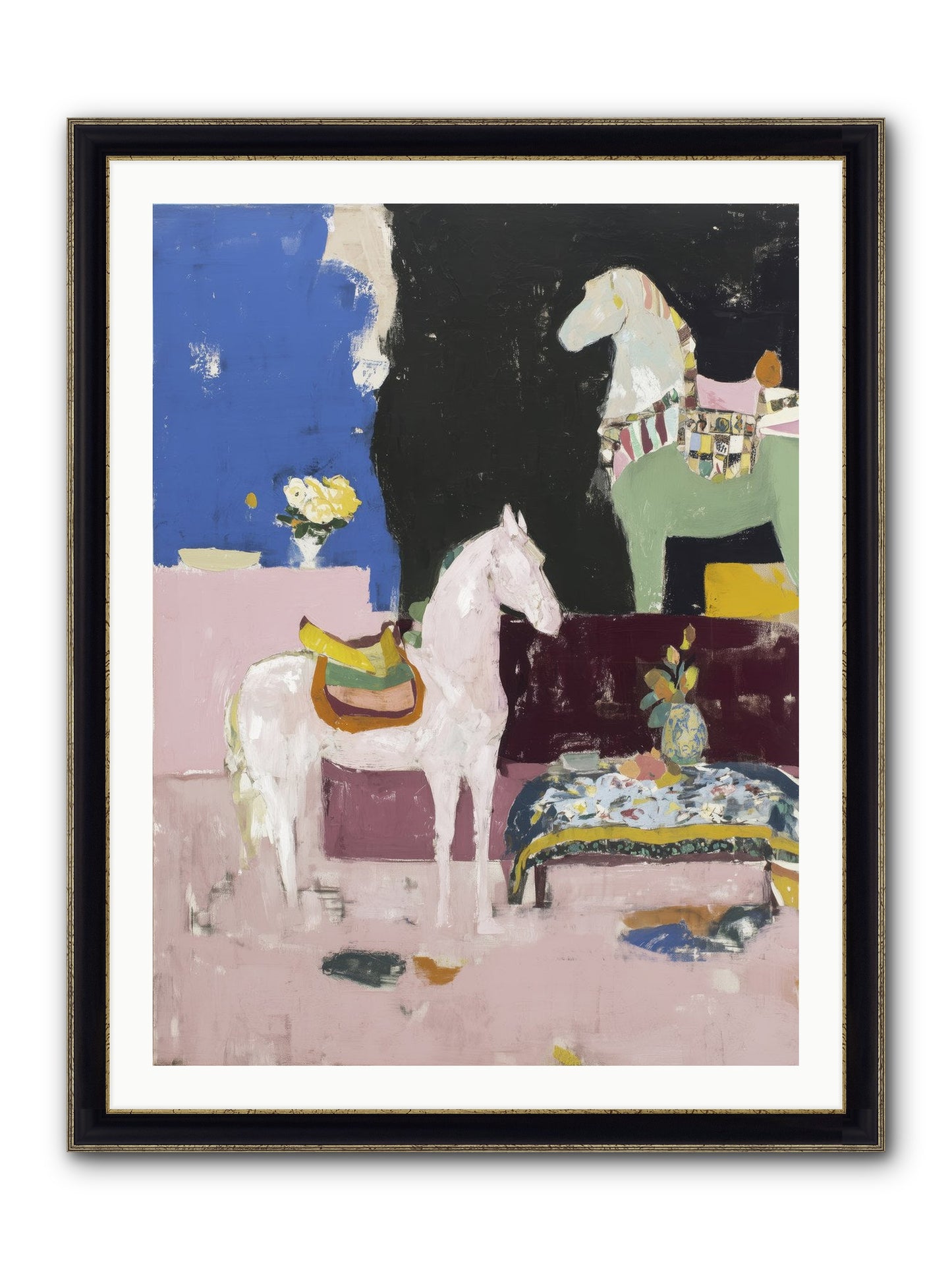 Empty Chair Framed Print - Black & Gold 30x40