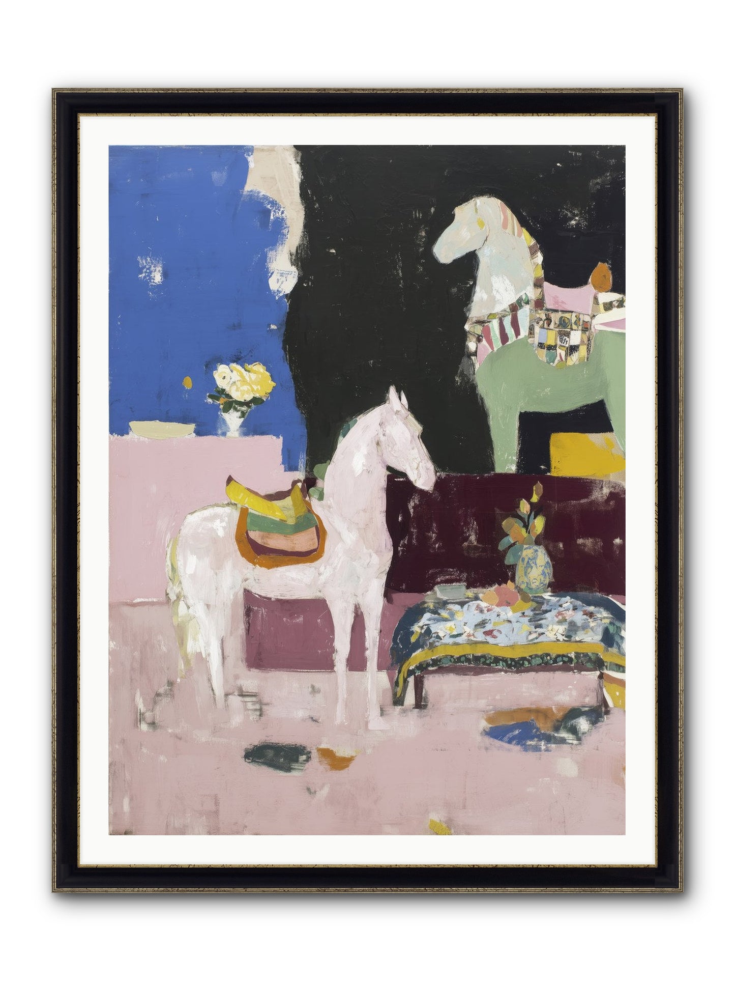 Empty Chair Framed Print - Black & Gold 36x48