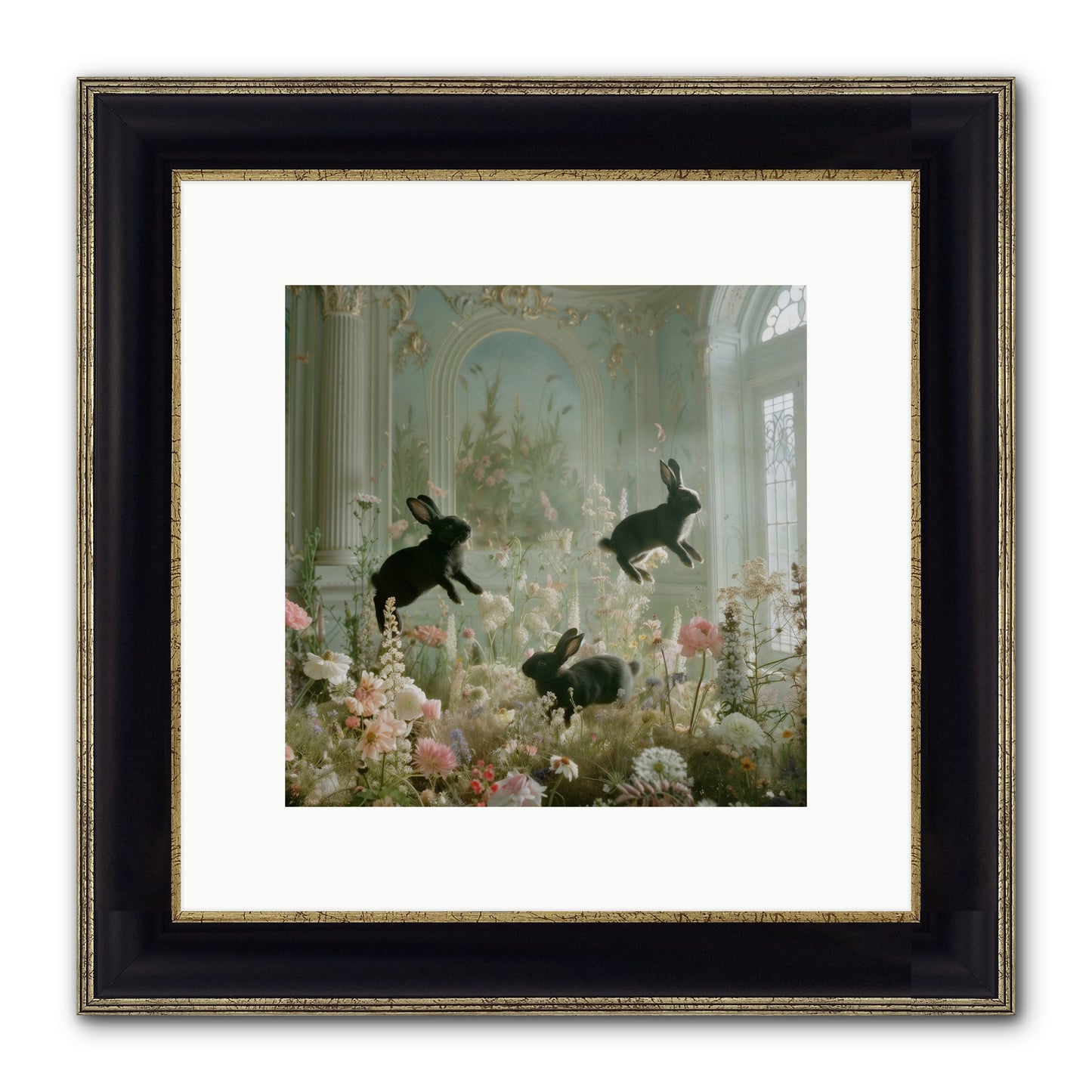 Enchanted Thicket Framed Print - Black & Gold 10x10