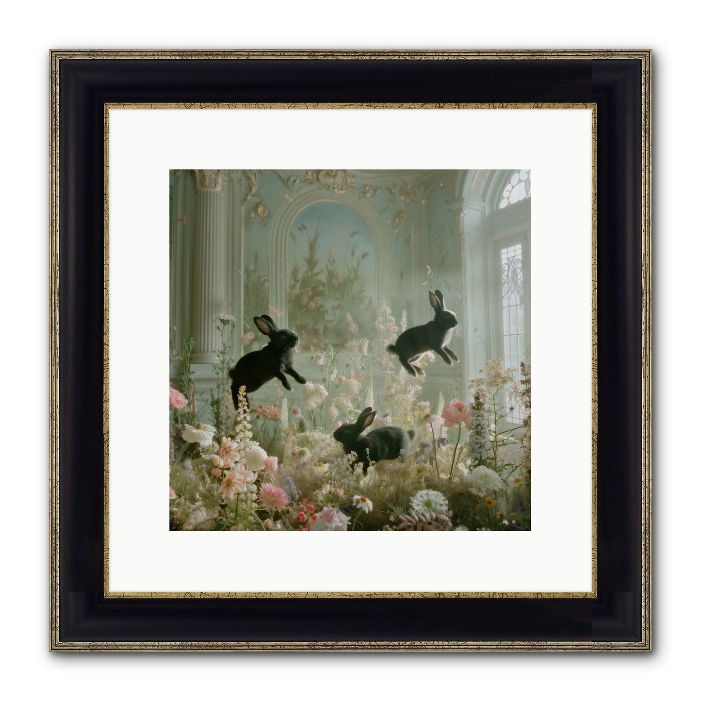 Enchanted Thicket Framed Print - Black & Gold 12x12