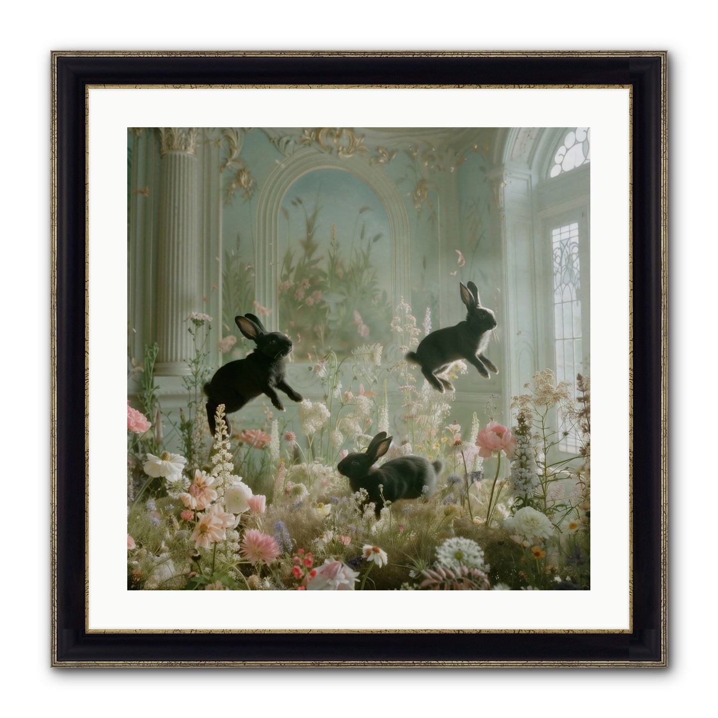 Enchanted Thicket Framed Print - Black & Gold 24x24