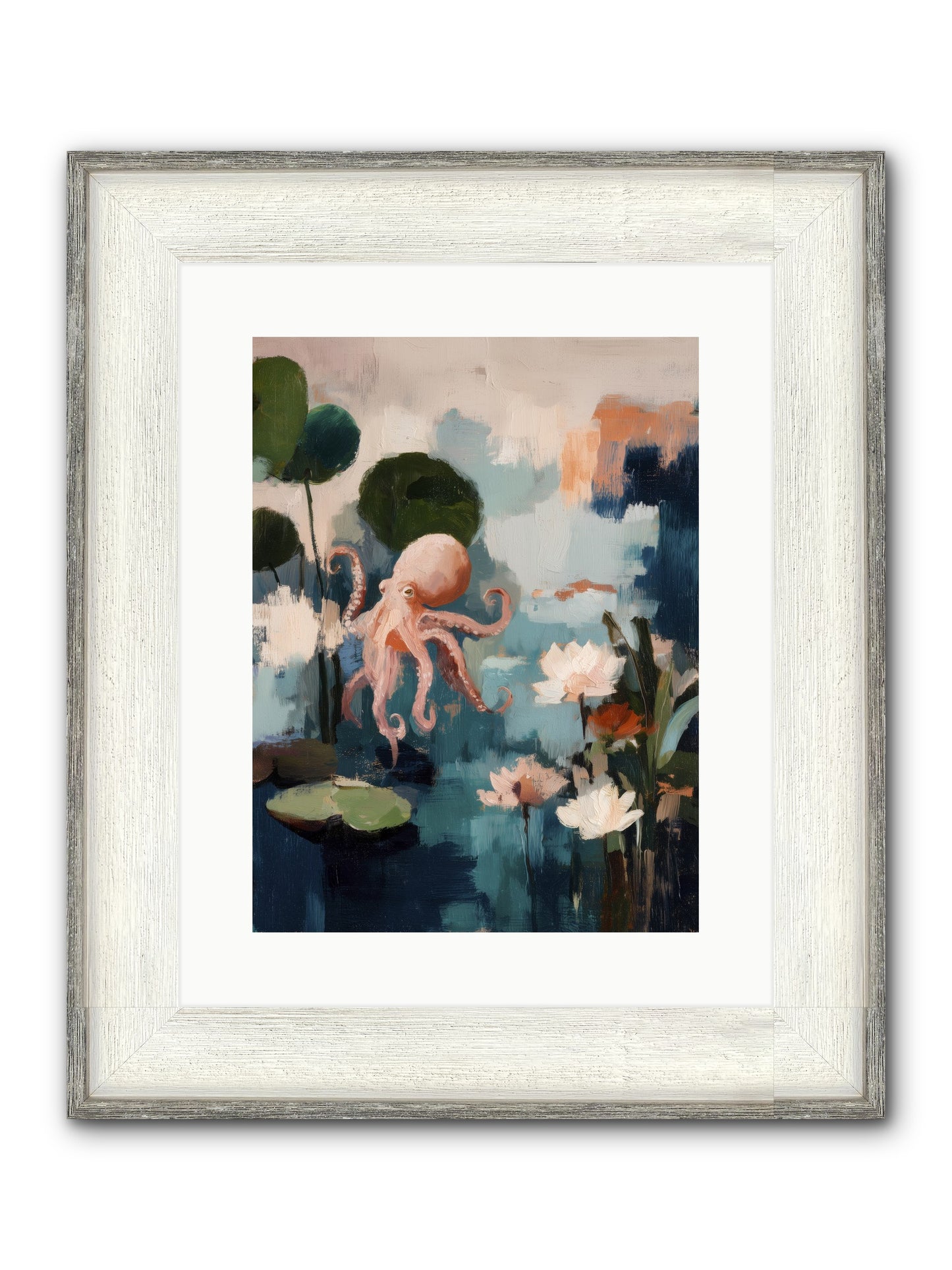 Endless Blue Framed Print - Driftwood White 12x16