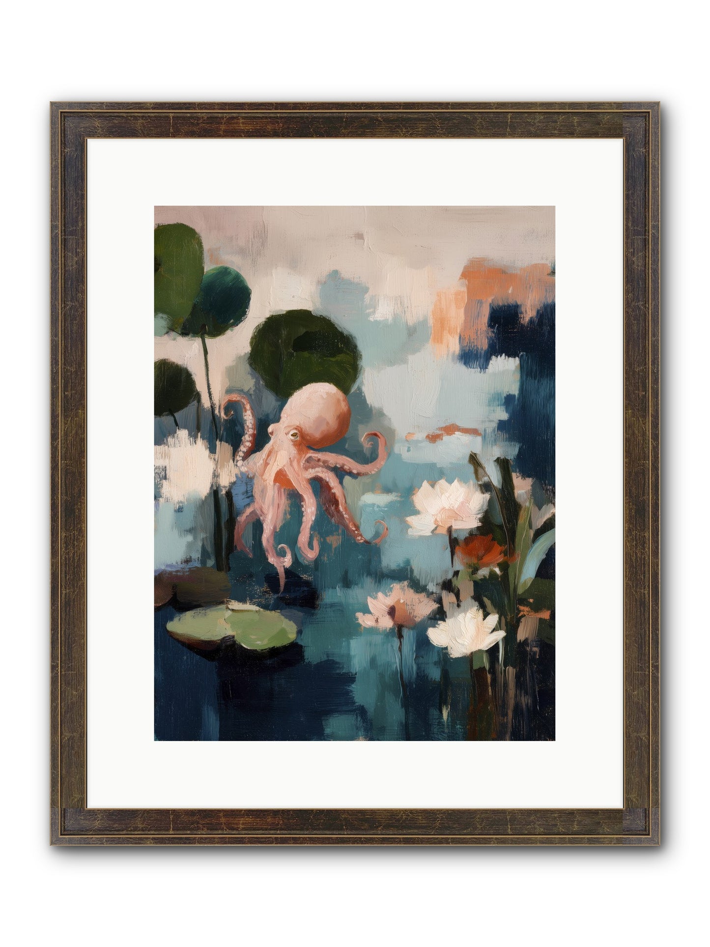 Endless Blue Framed Print - Slimwoods Black/Gold 12x16
