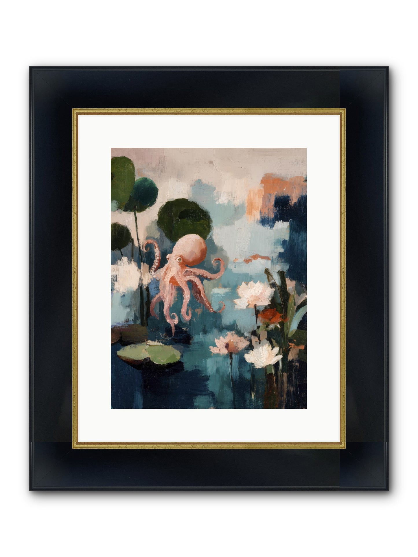 Endless Blue Framed Print - Wide Black w/Gold 12x16