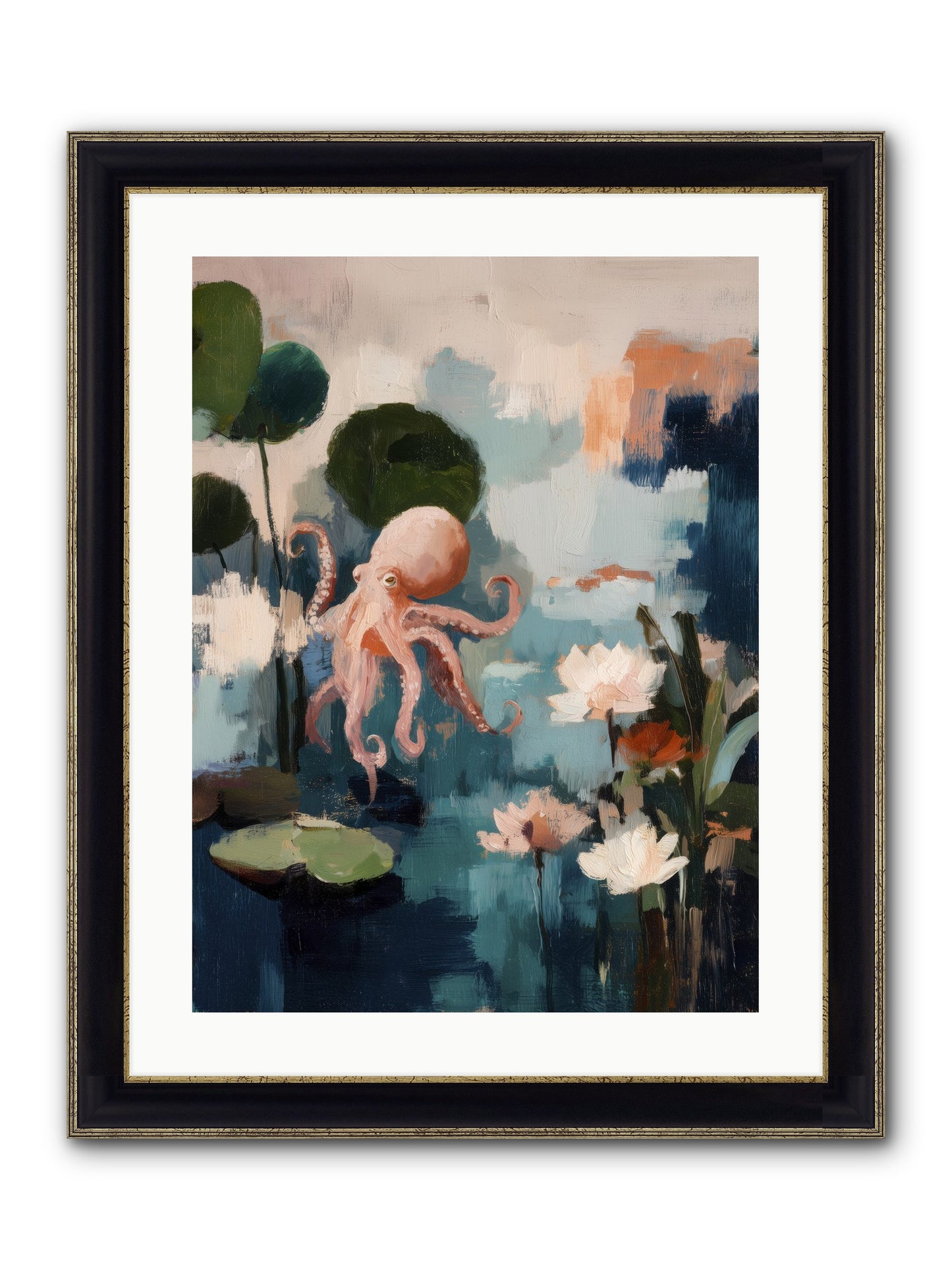Endless Blue Framed Print - Black & Gold 18x24