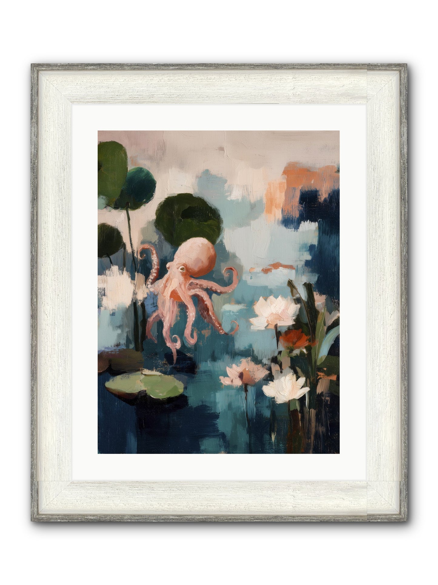 Endless Blue Framed Print - Driftwood White 18x24