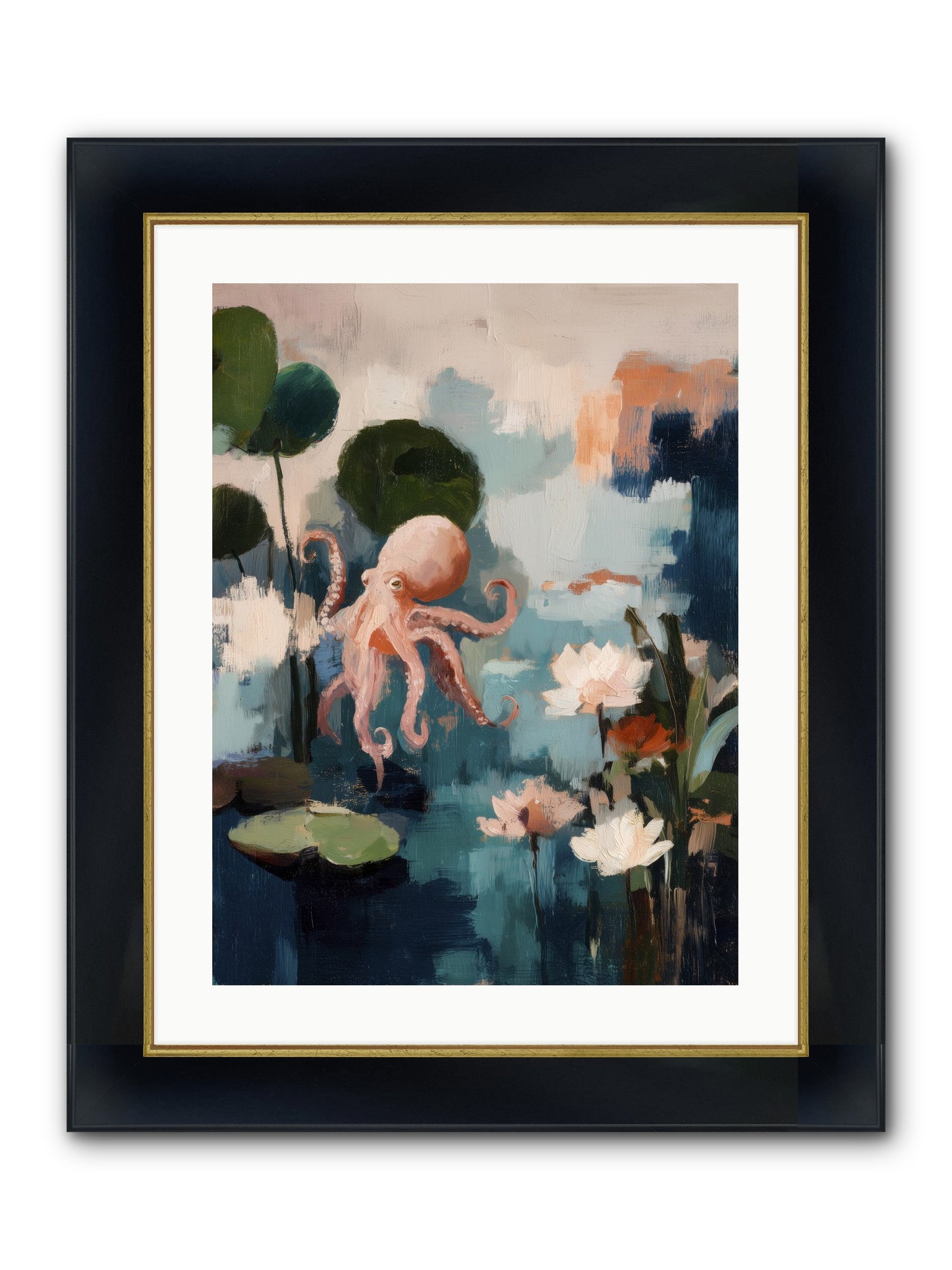 Endless Blue Framed Print - Wide Black w/Gold 18x24