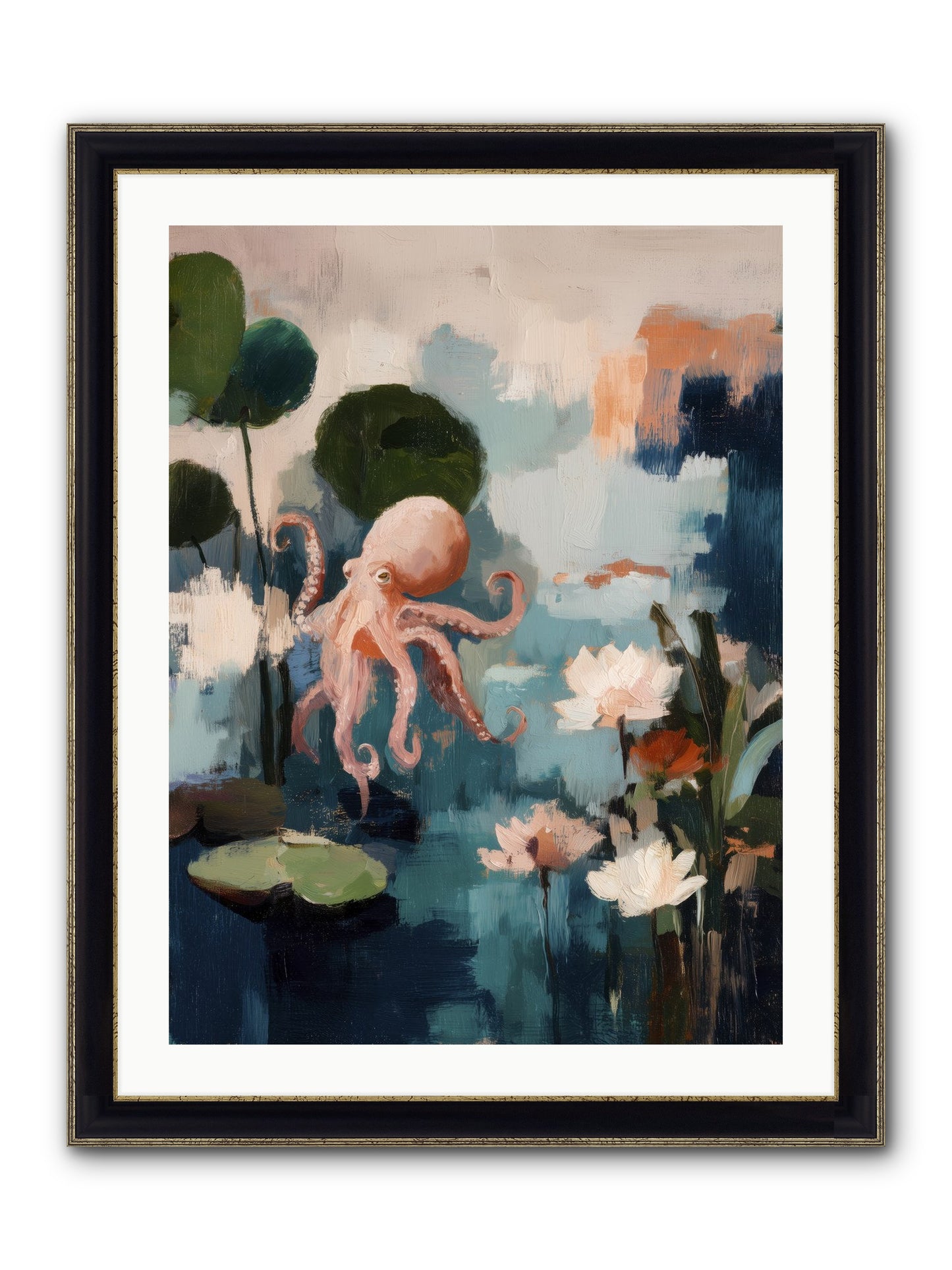 Endless Blue Framed Print - Black & Gold 24x32