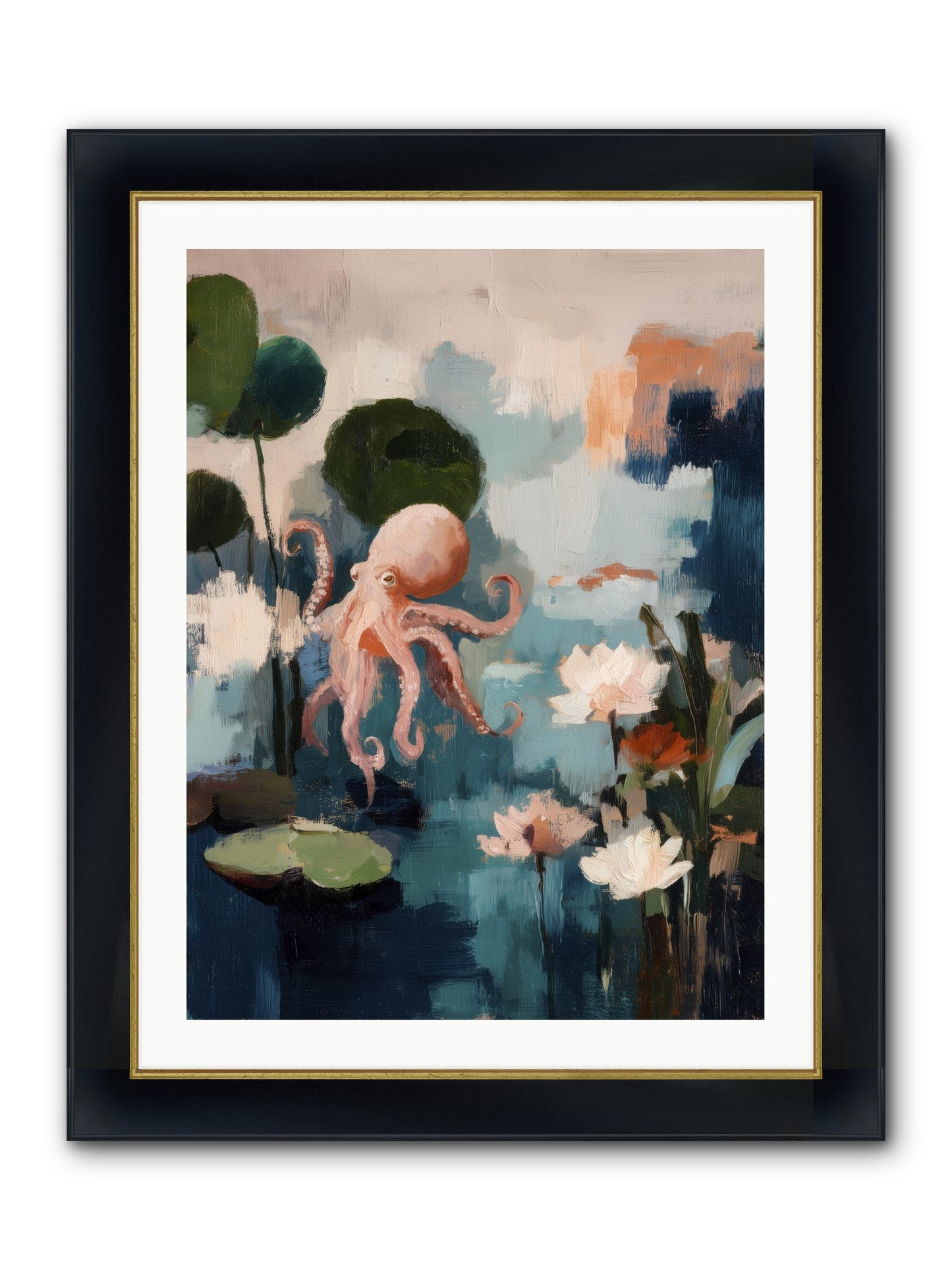 Endless Blue Framed Print - Wide Black w/Gold 24x32