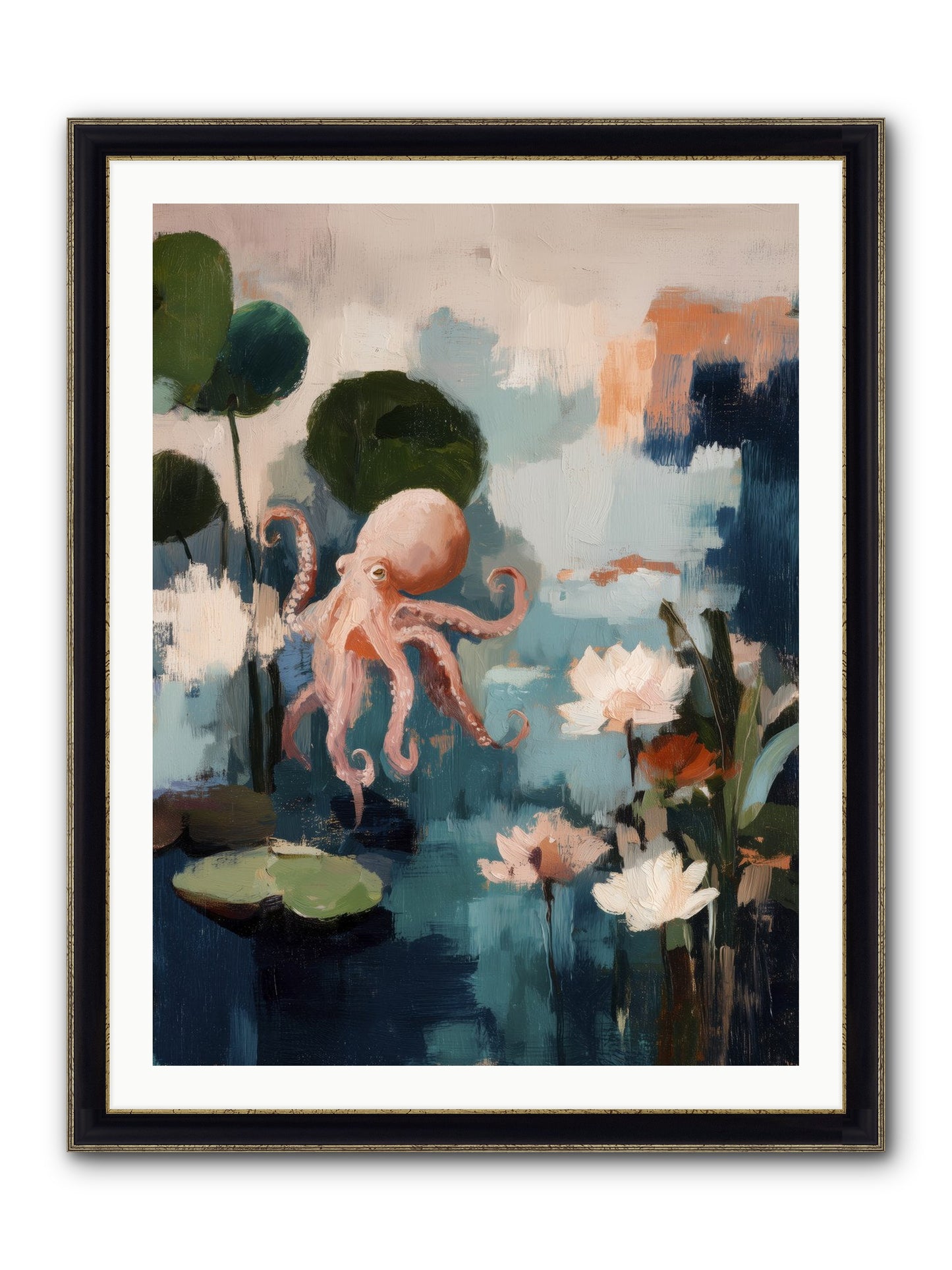 Endless Blue Framed Print - Black & Gold 30x40