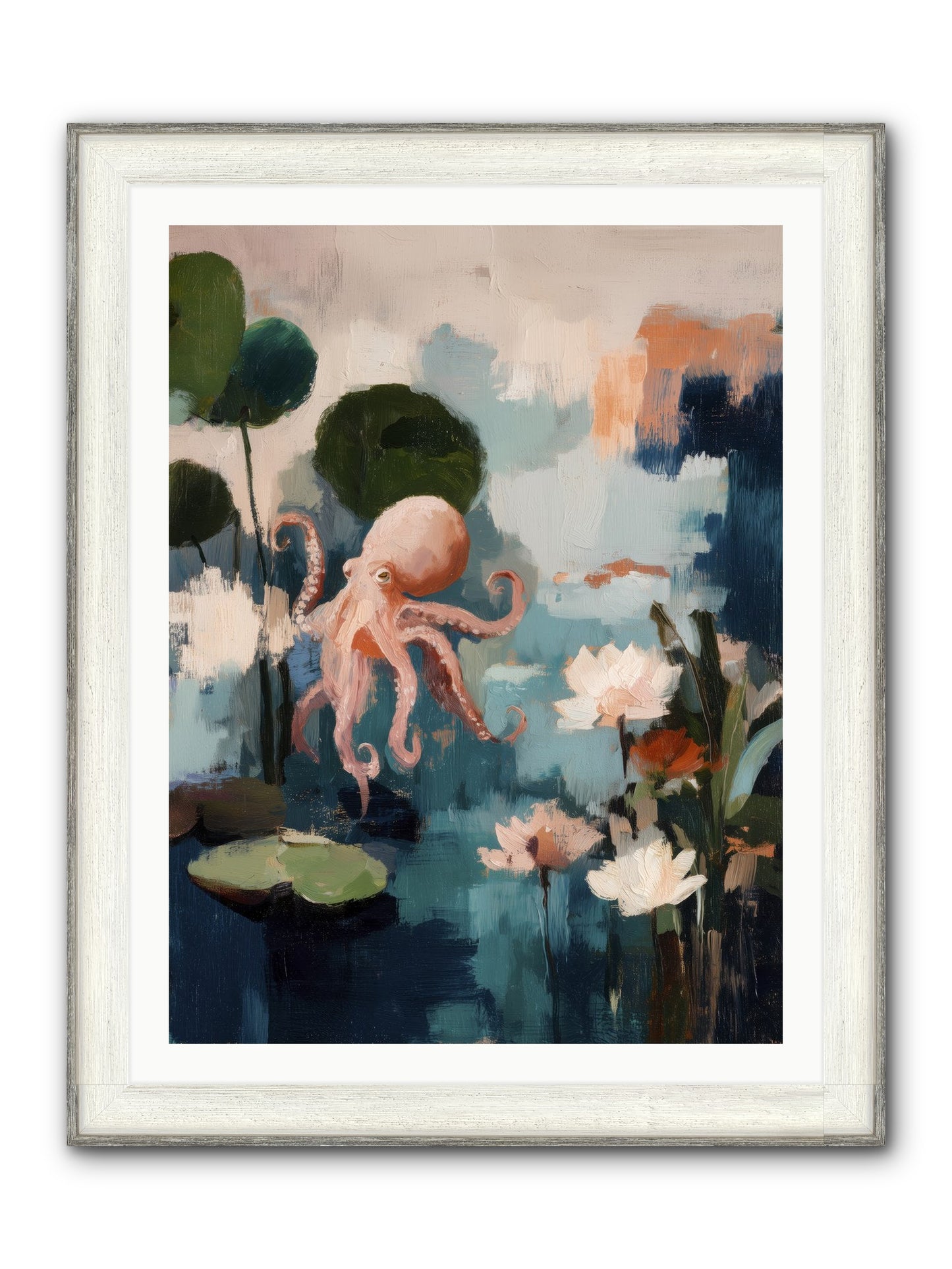 Endless Blue Framed Print - Driftwood White 30x40