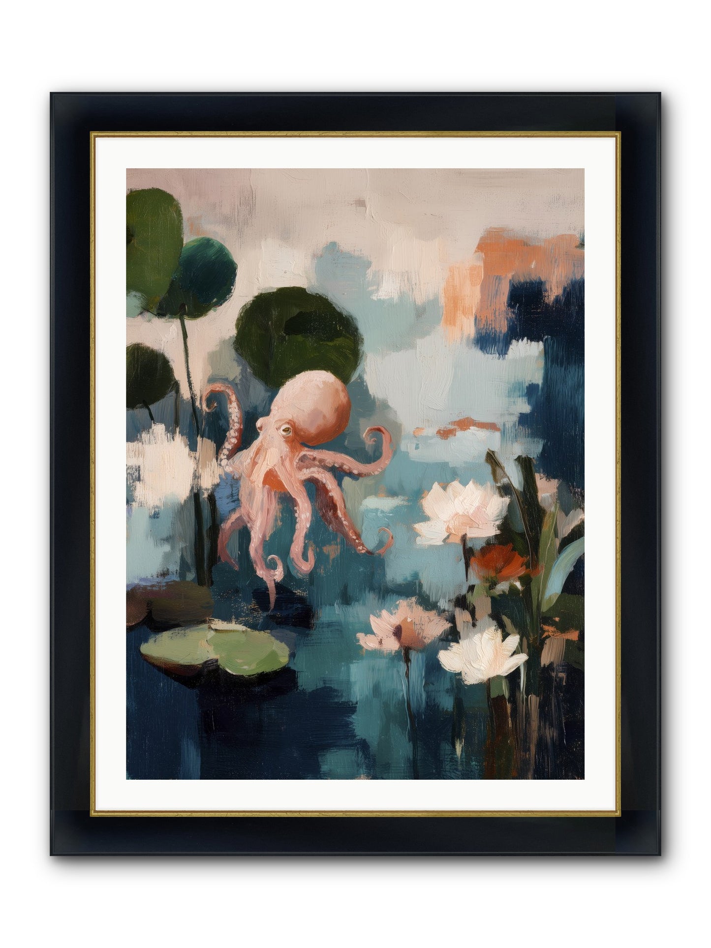 Endless Blue Framed Print - Wide Black w/Gold 30x40