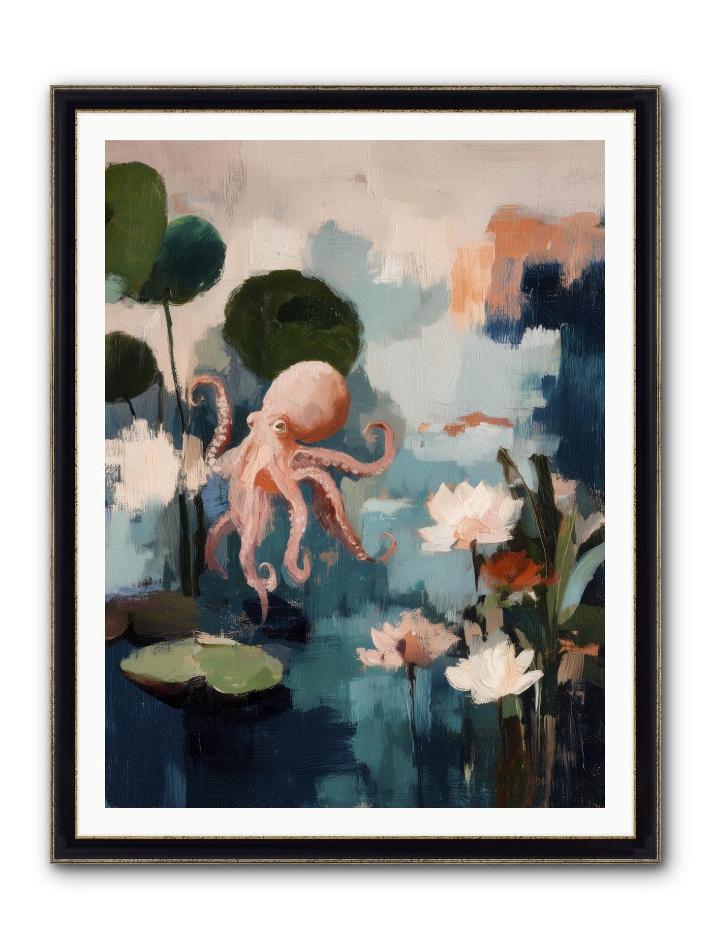Endless Blue Framed Print - Black & Gold 36x48