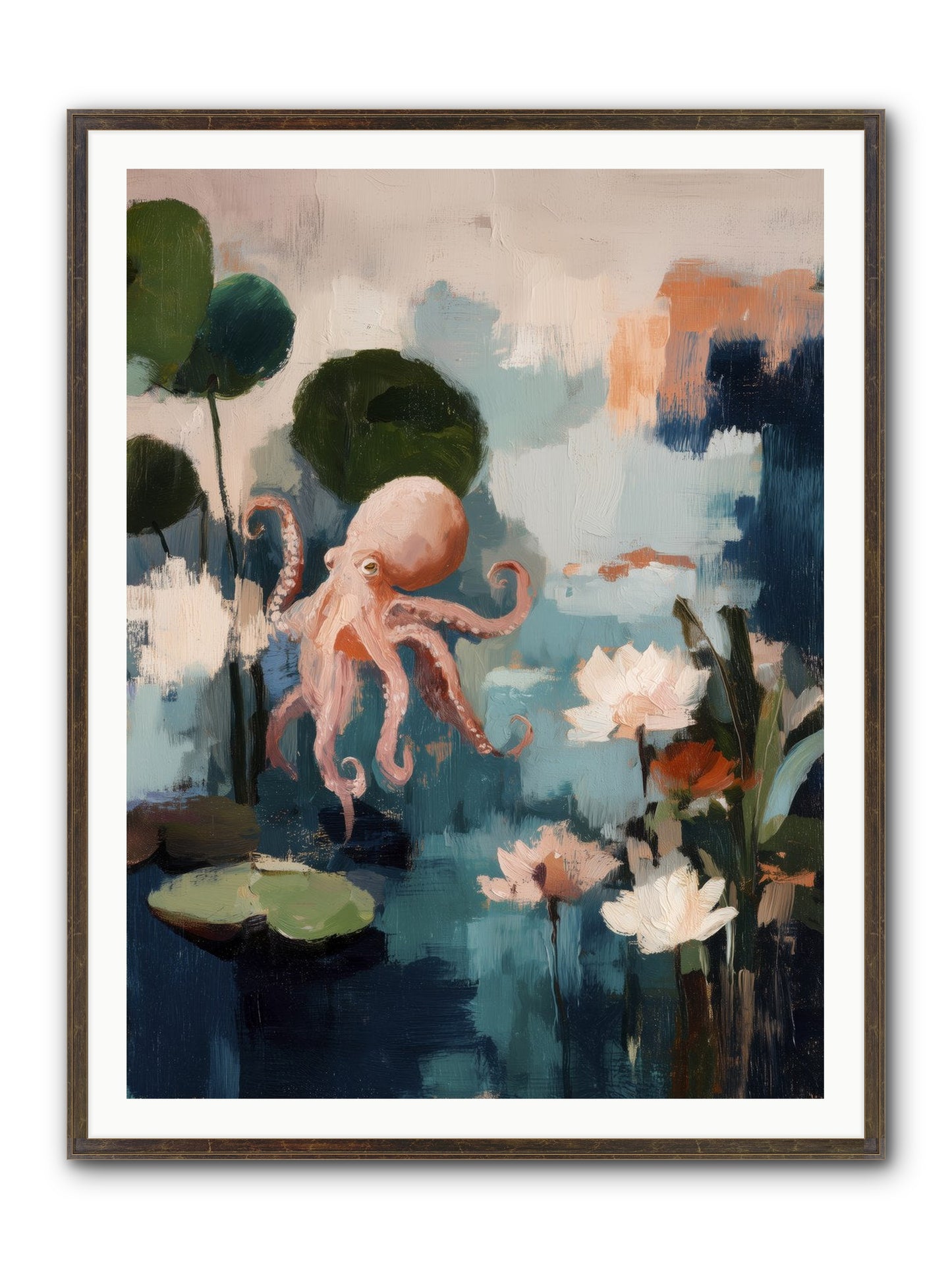 Endless Blue Framed Print - Slimwoods Black/Gold 36x48
