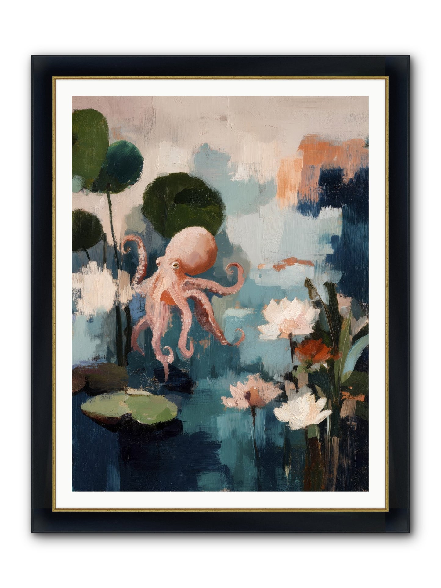 Endless Blue Framed Print - Wide Black w/Gold 36x48