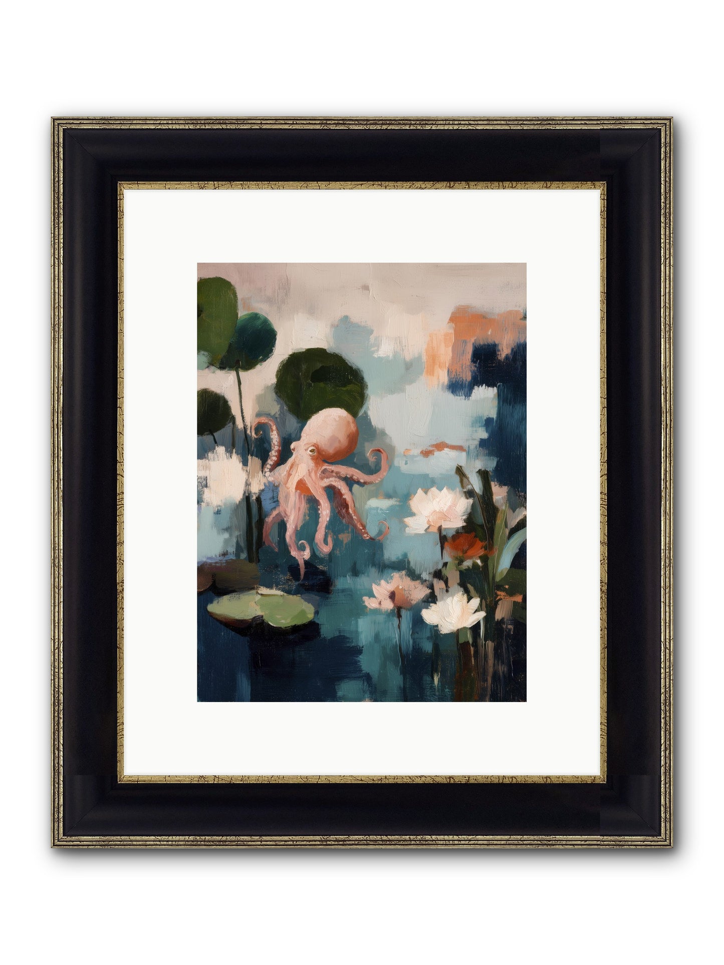 Endless Blue Framed Print - Black & Gold 9x12