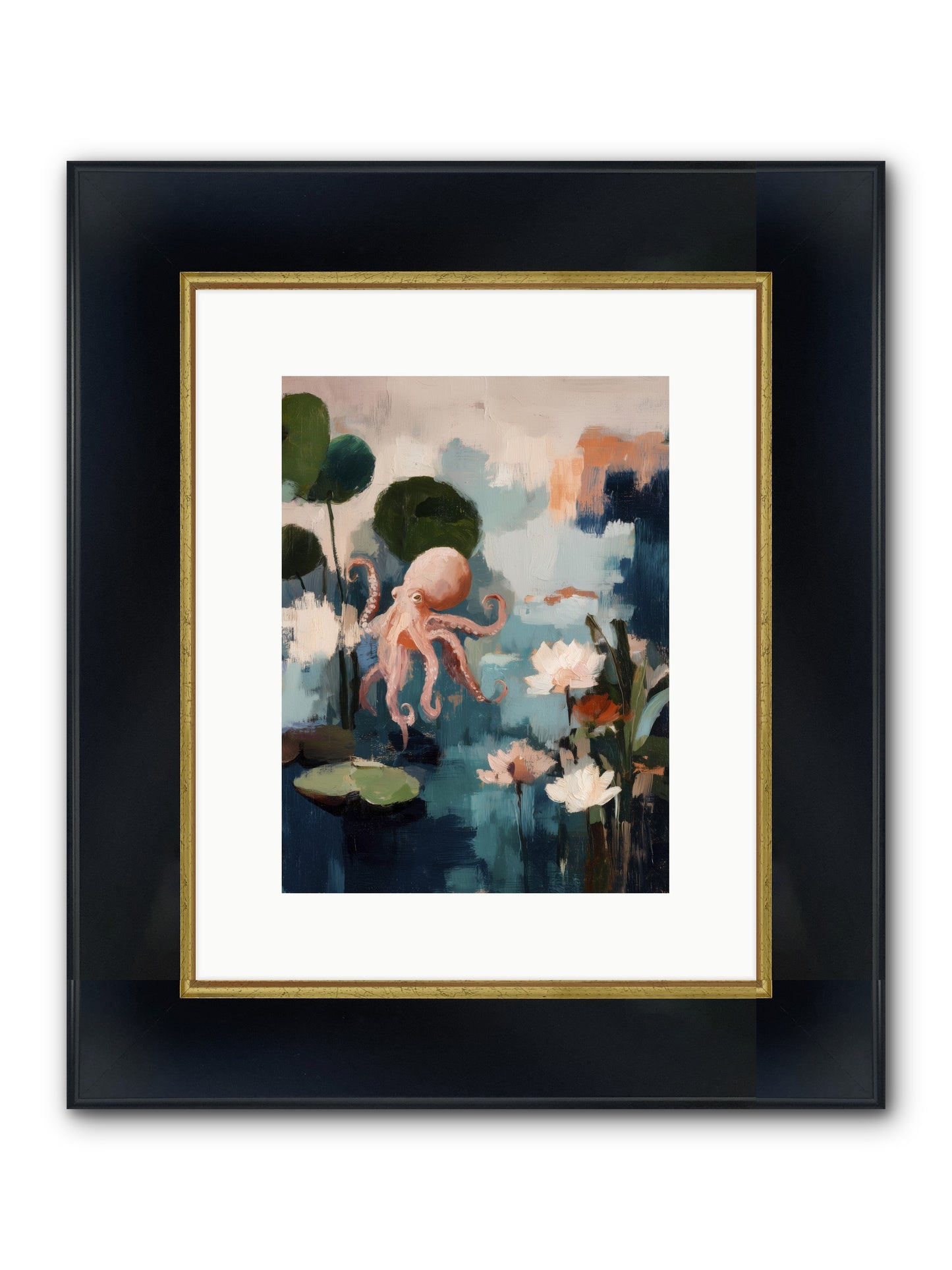 Endless Blue Framed Print - Wide Black w/Gold 9x12